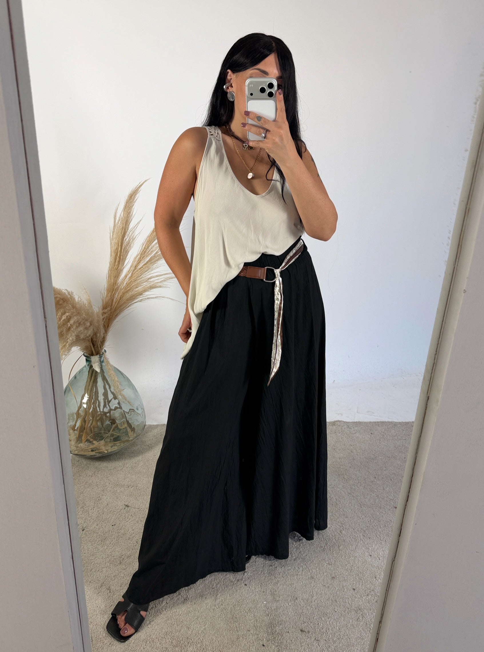 Maxi Canotta Viscosa Crochet Corda