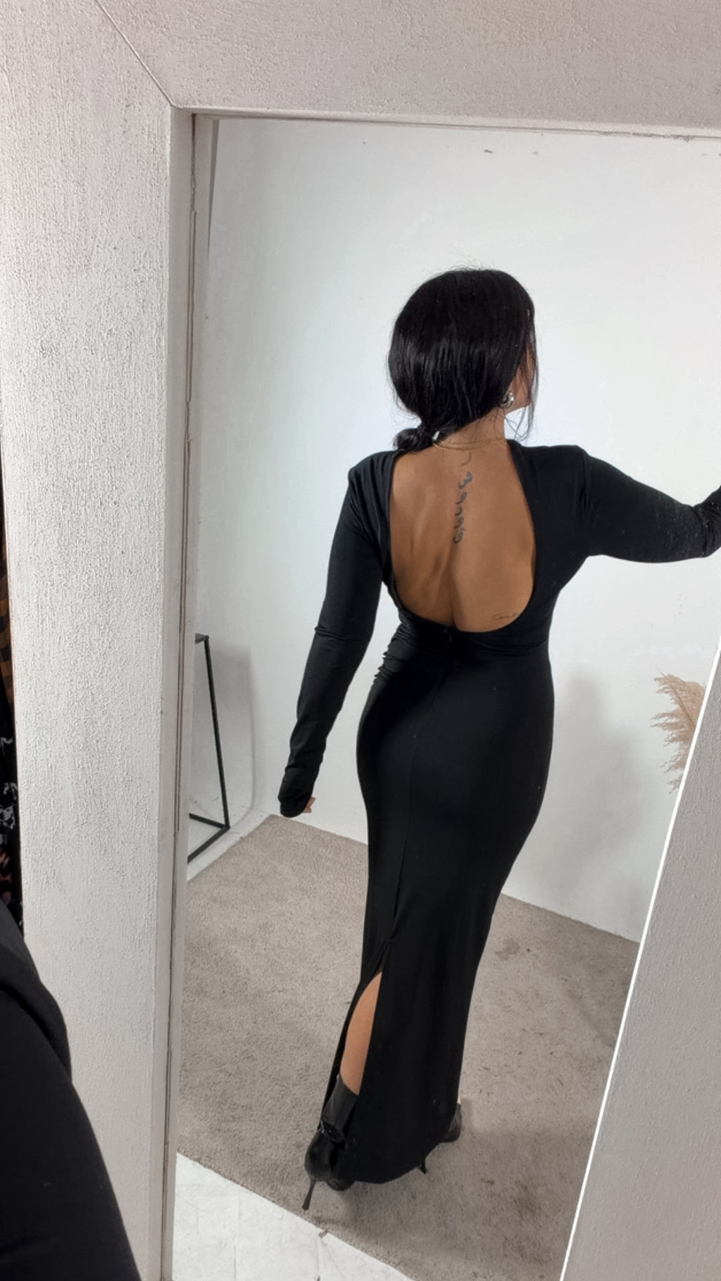 Abito Jersey Schiena Nuda Nero Glamorous