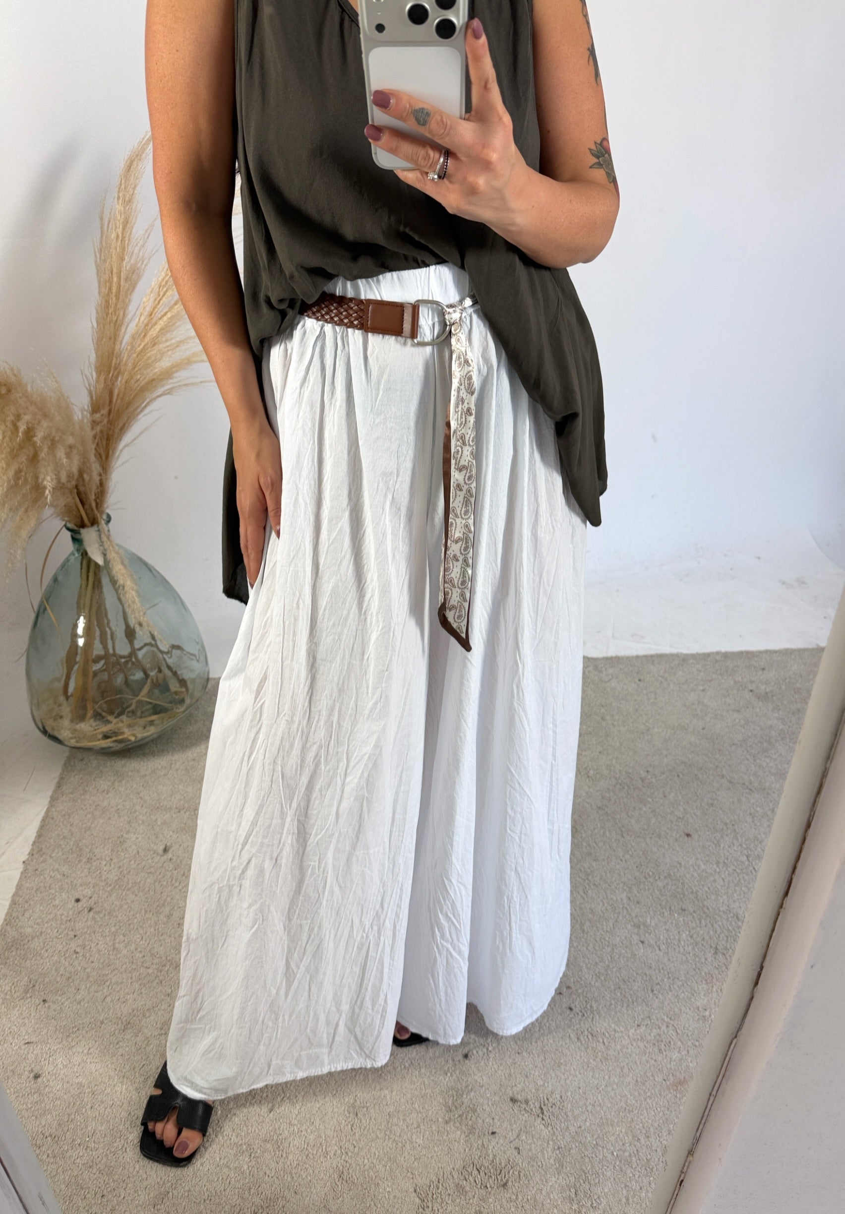 Pantalone Palazzo Mussola Cinta Foulard +colori