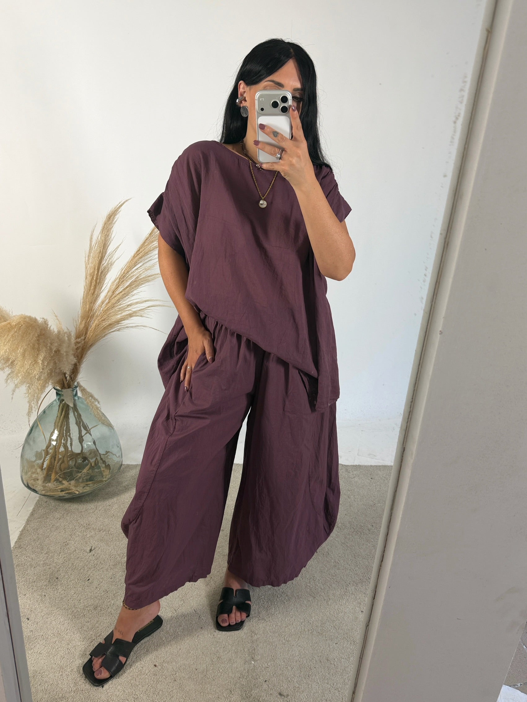 Pantalone Barbara Cotone Malva