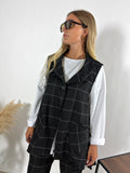 Maxi Gilet Check Nero Miranda
