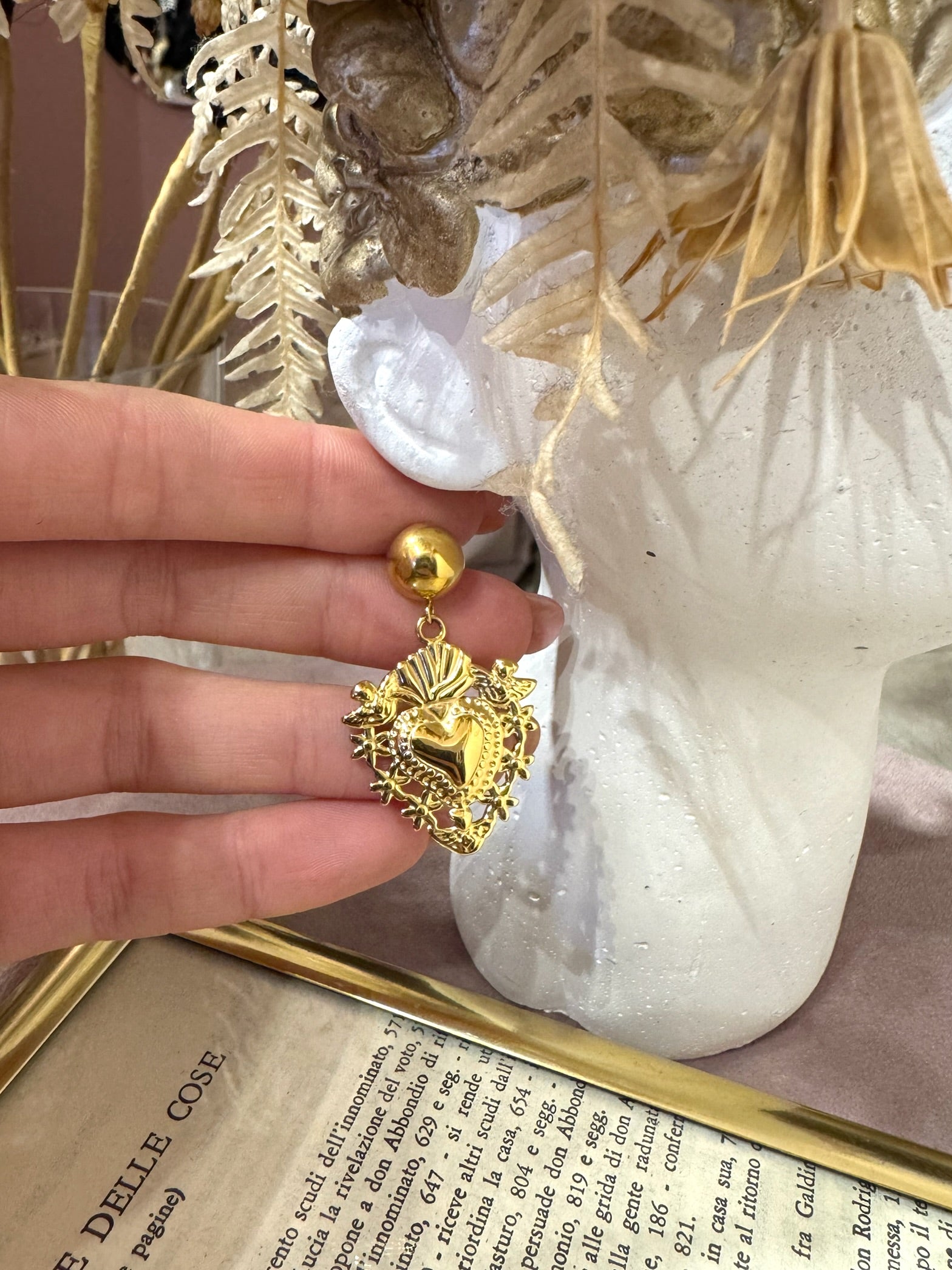 Orecchino Cuore Sacro Grande Pendente +Colori