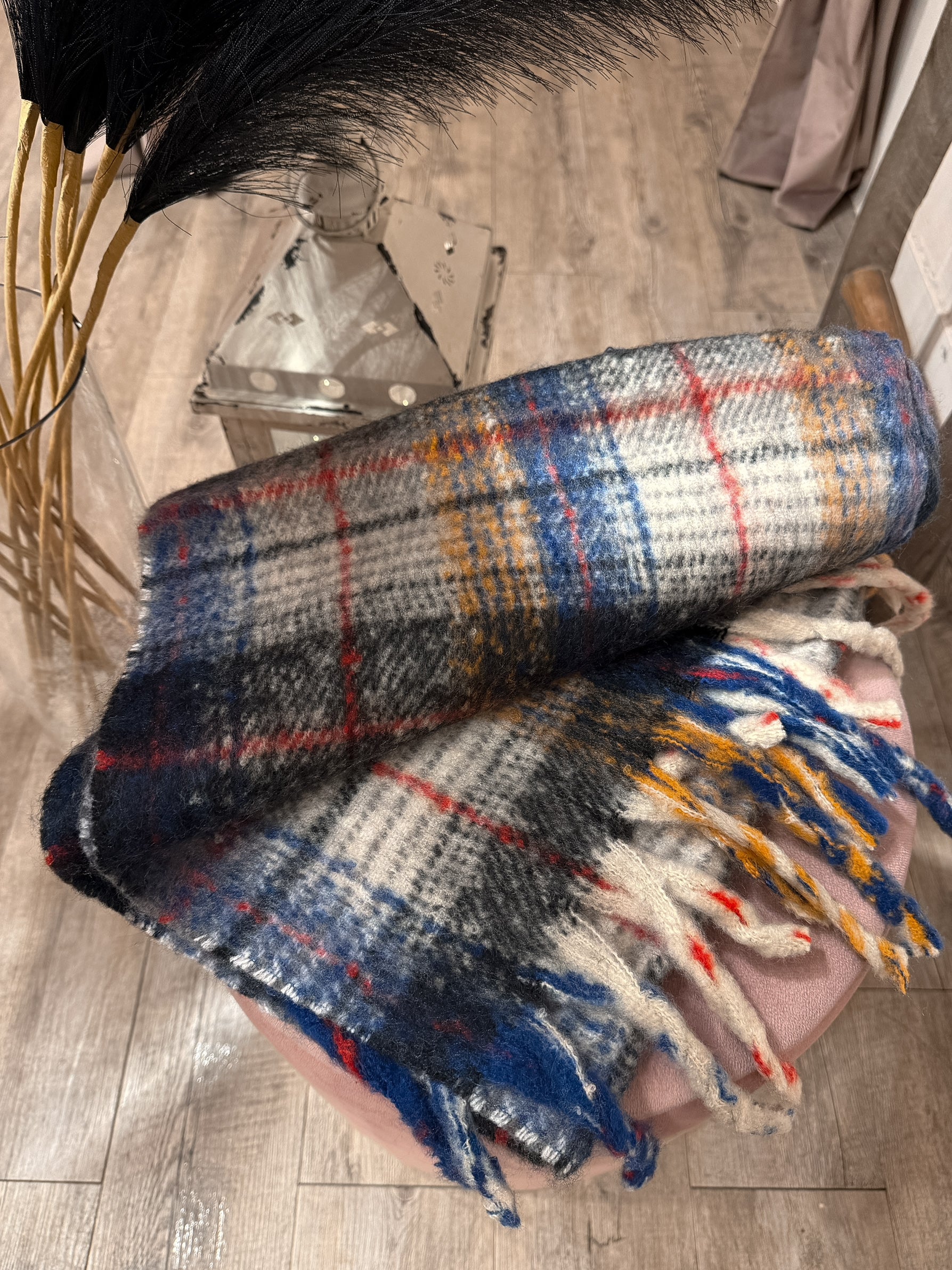 Maxi Sciarpa Frange Tartan