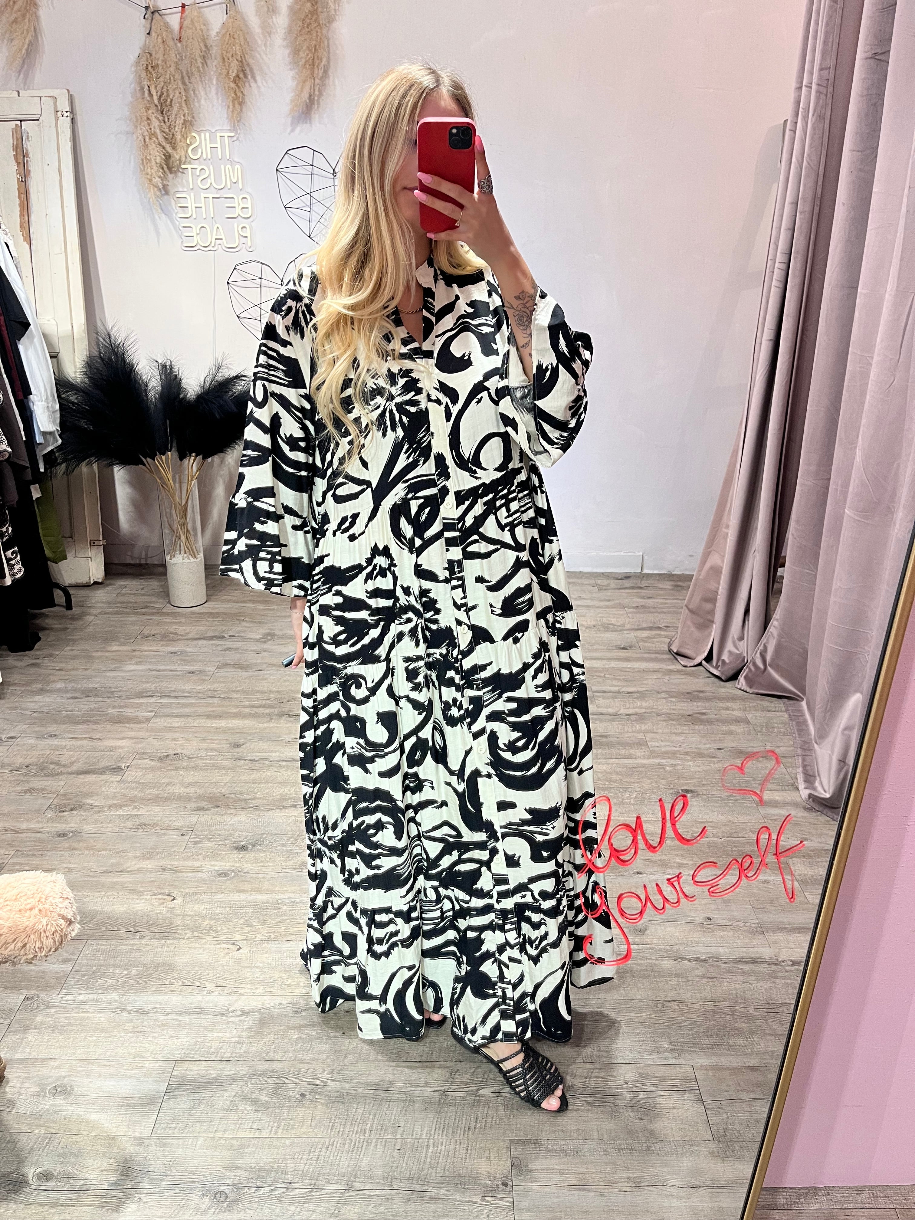 Maxi Abito Fantasia B/N
