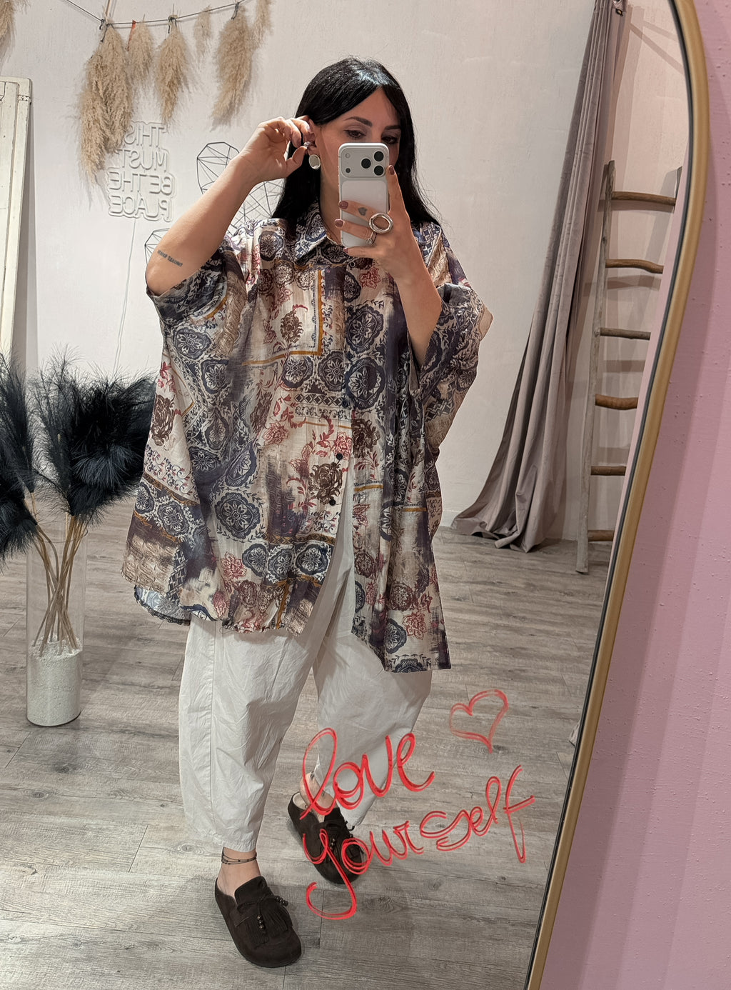 Maxi Camicia Fantasia Cashmere Blu/Moro/Ribes