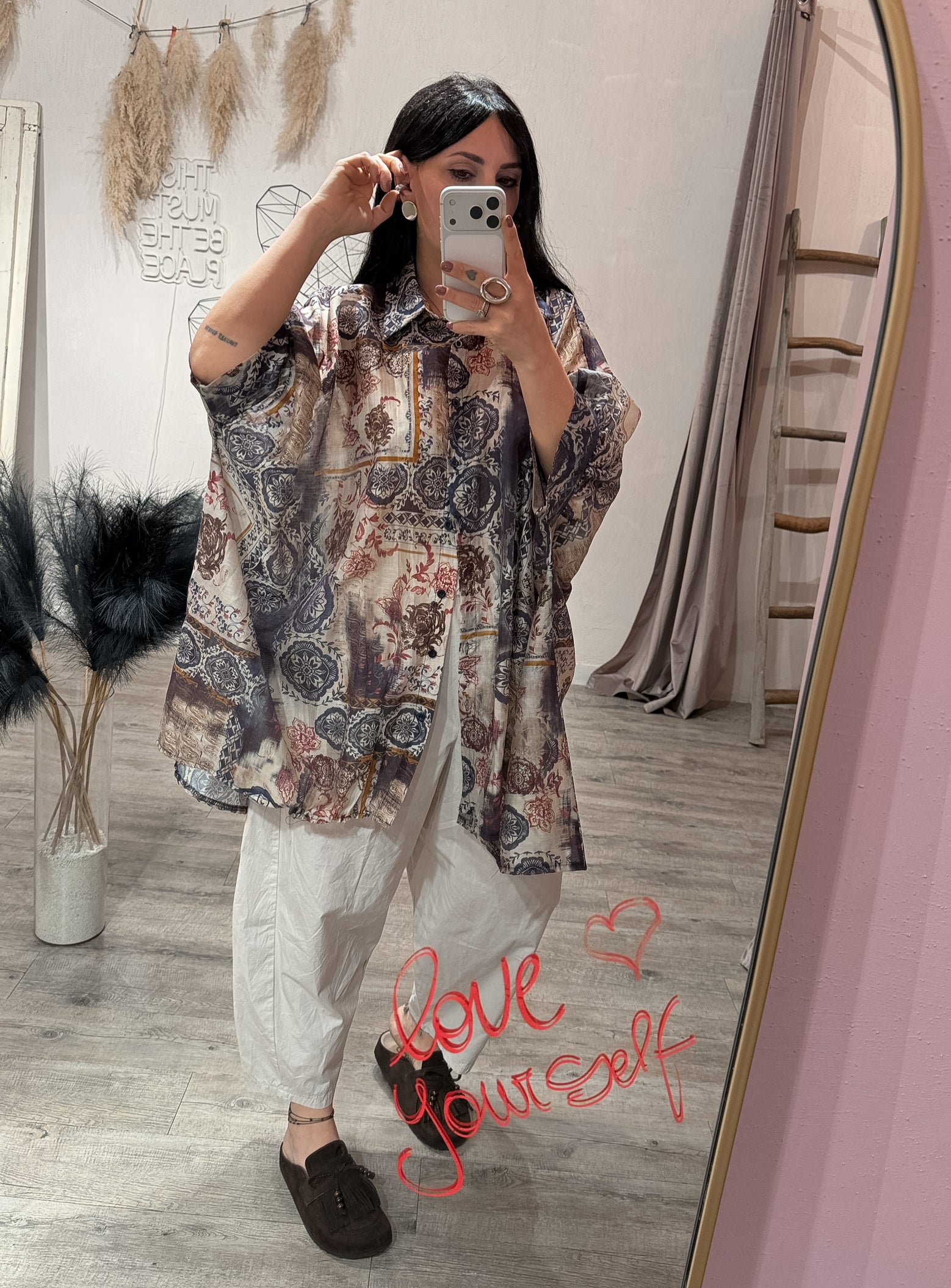 Maxi Camicia Fantasia Cashmere Blu/Moro/Ribes