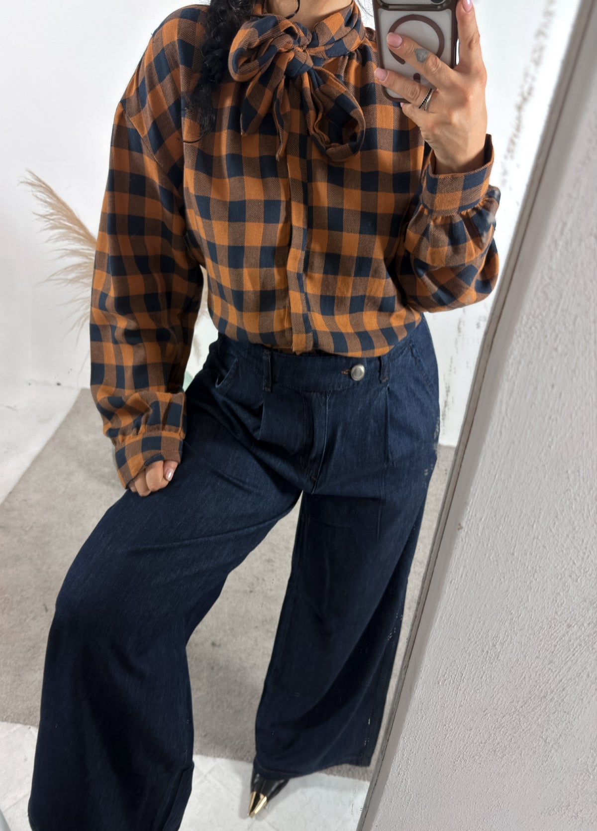 Camicia Fiocco Scacchi Coccio Compania Fantastica