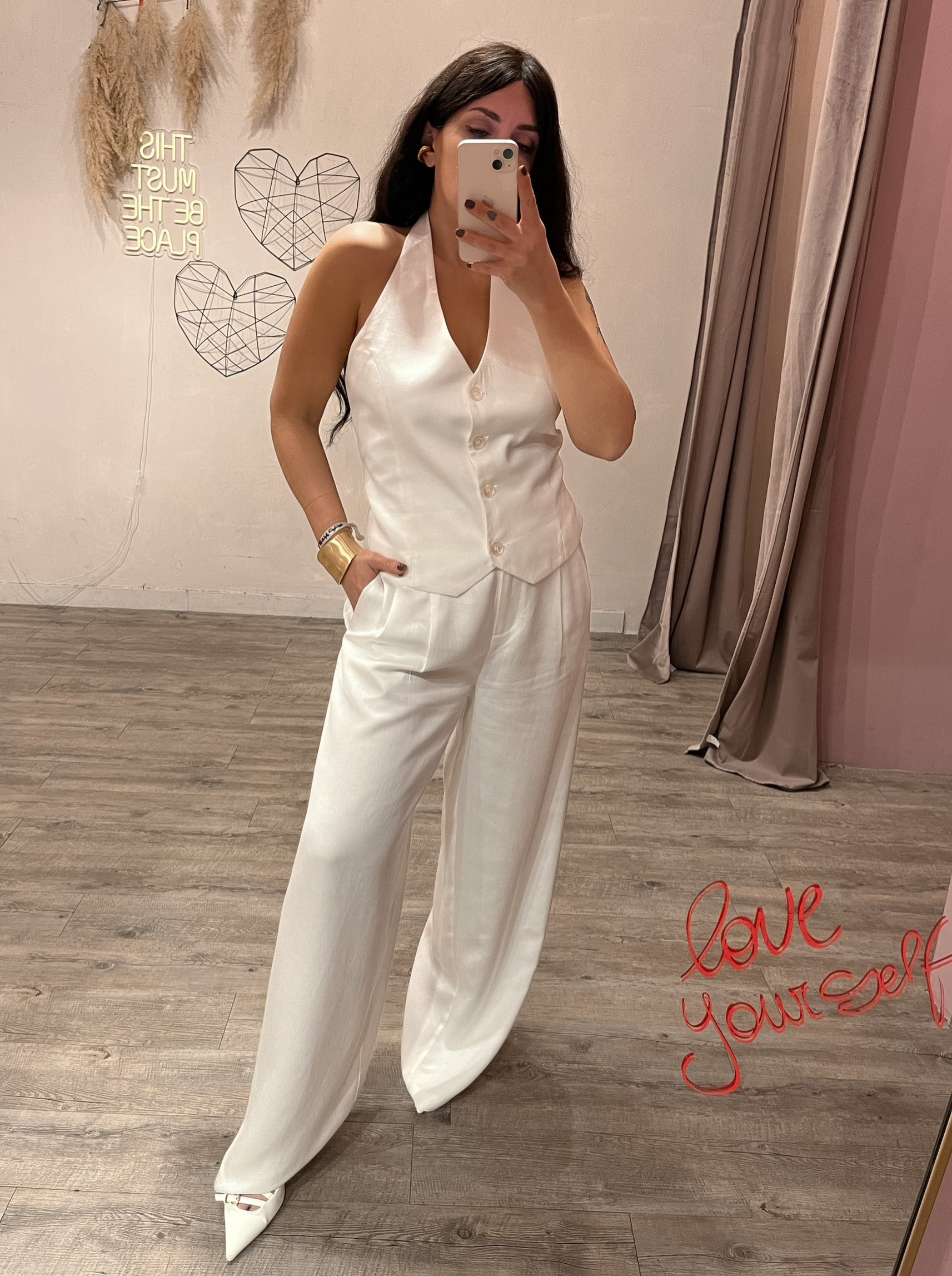 Gilet Scollo America White Surkana