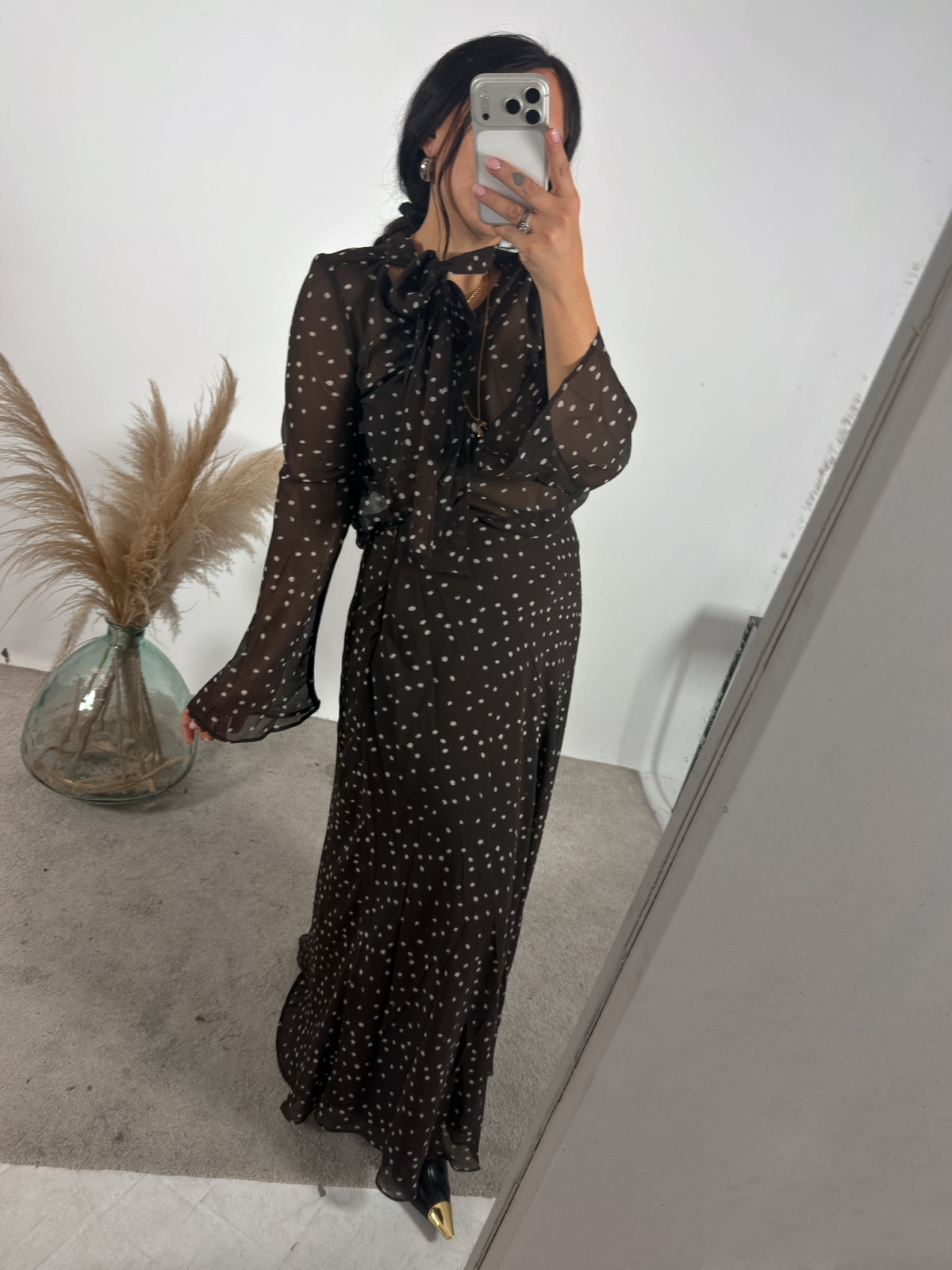 Gonna Lunga Pois Chiffon Fondente Glamorous