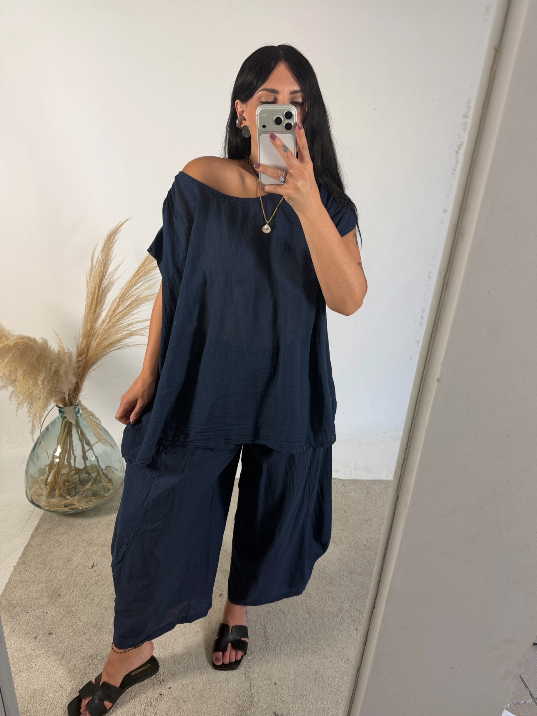 Pantalone Barbara Cotone Blu