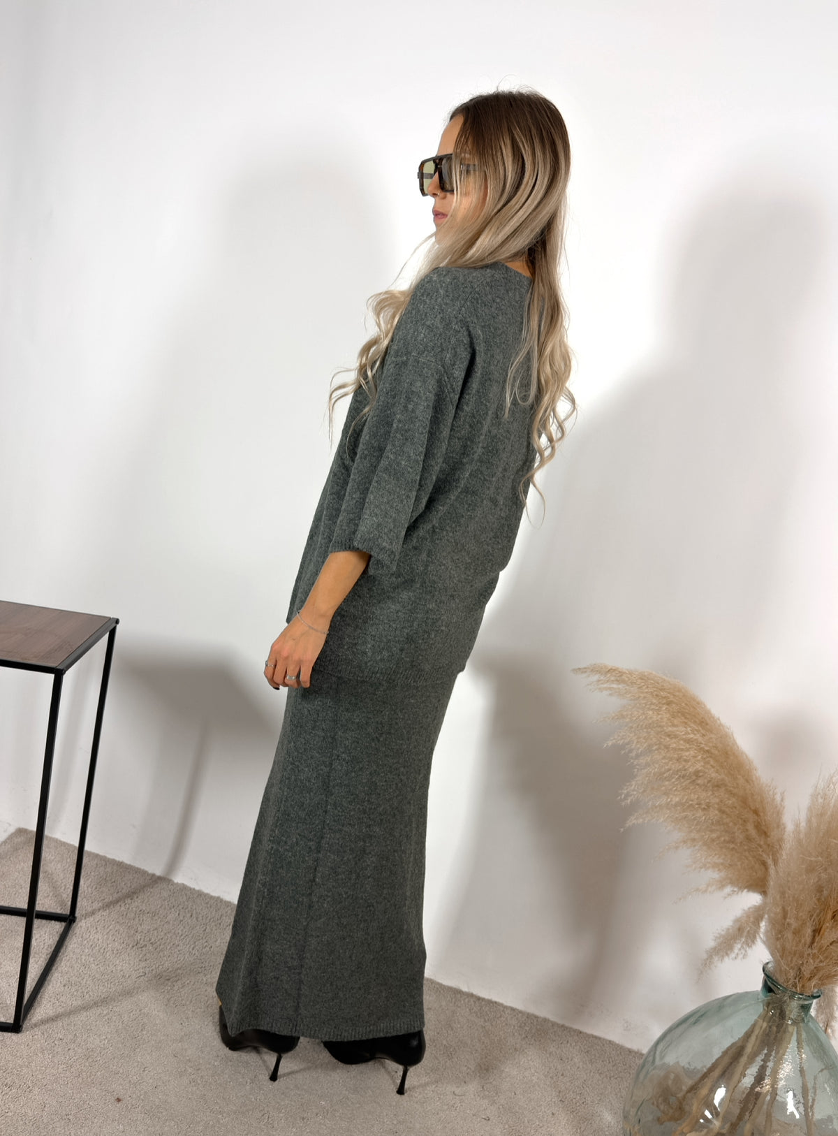 Gonna Tubo Maglia Grigio Glamorous