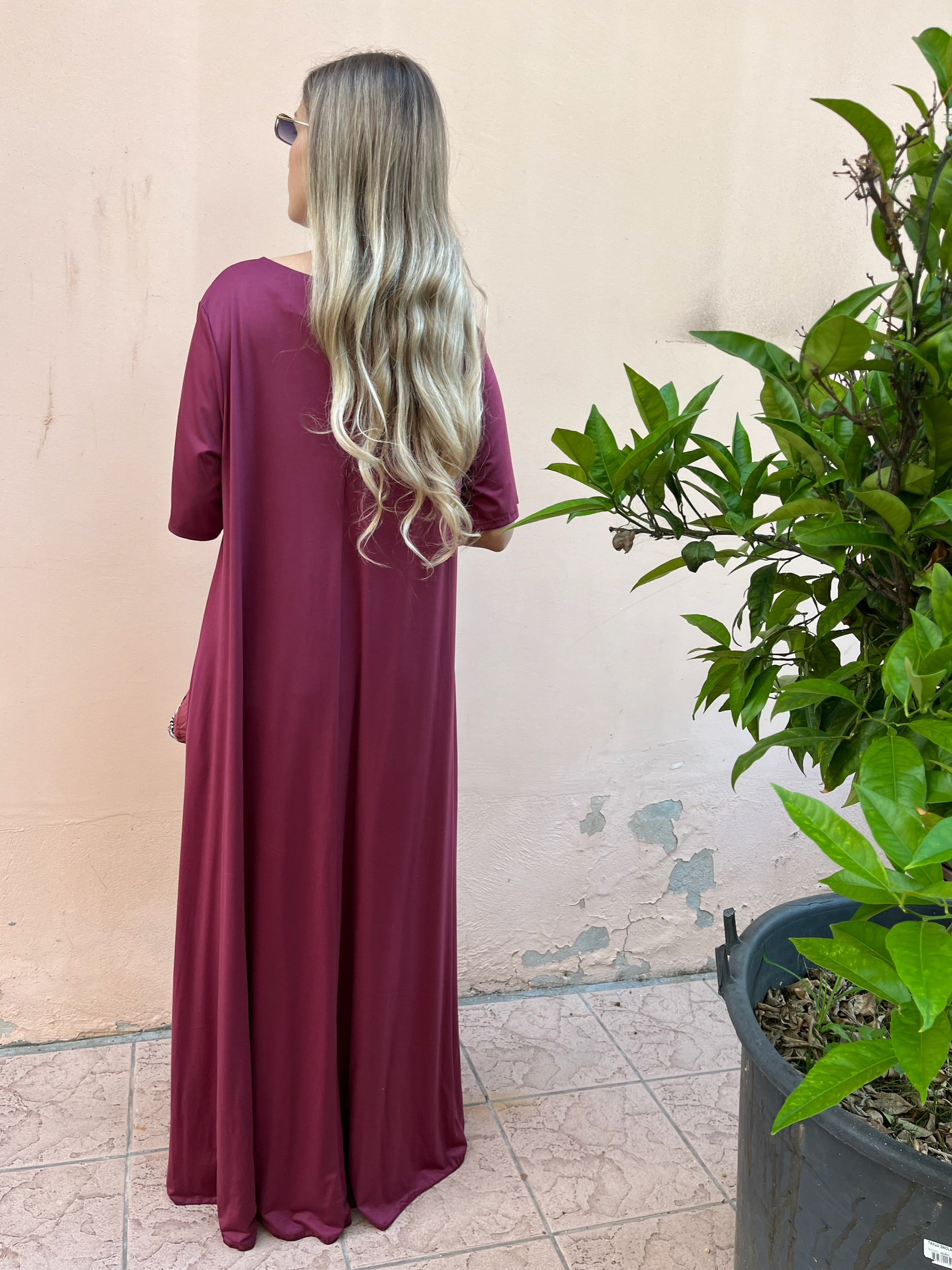 Maxi Abito Mary Manica Corta Fluido +colori