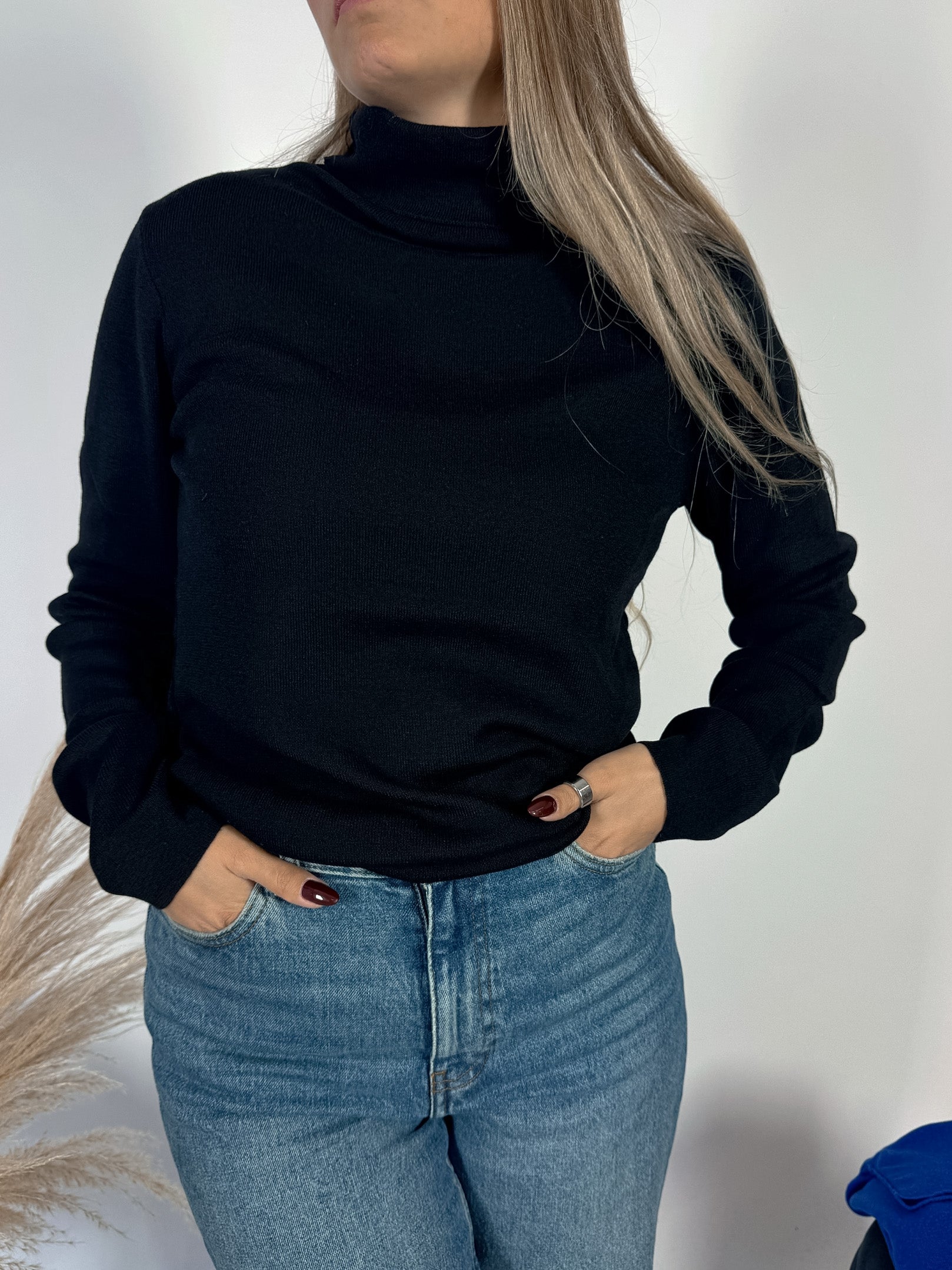 Maglioncino Dolcevita Costine Viscosa Calda +colori