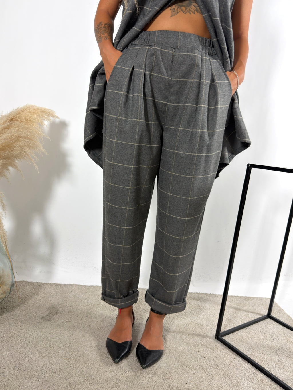 Pantalone Check Grigio Miranda
