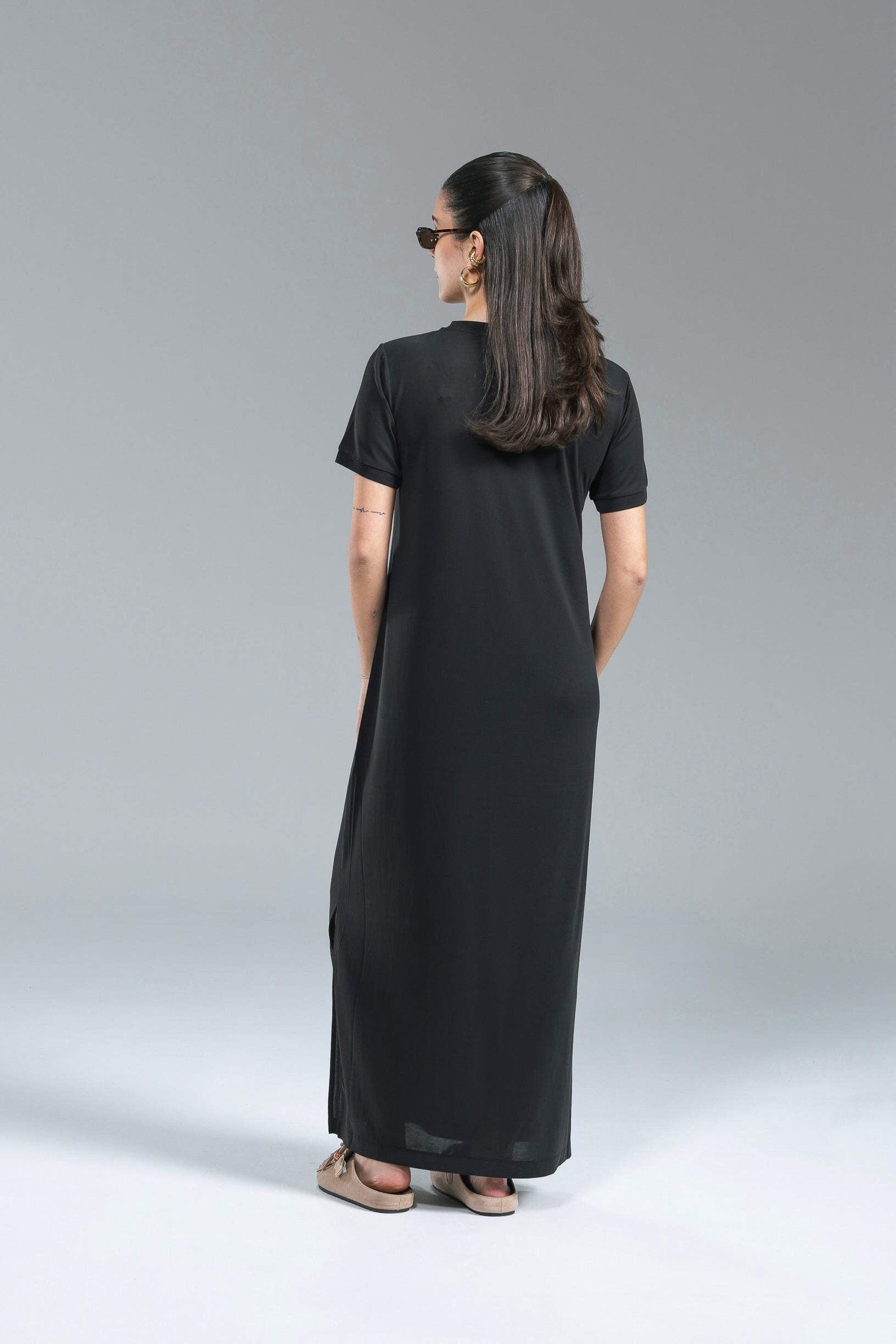 Maxi Abito Lyocell Fluido Surkana Nero