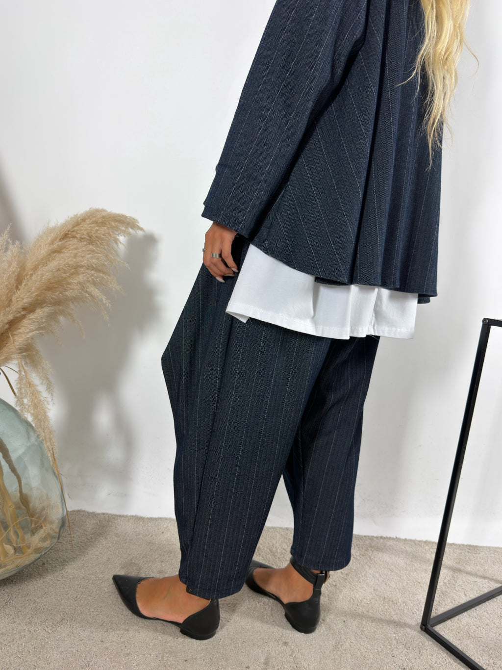 Pantalone Turca Denim Gessato Blu  Notte