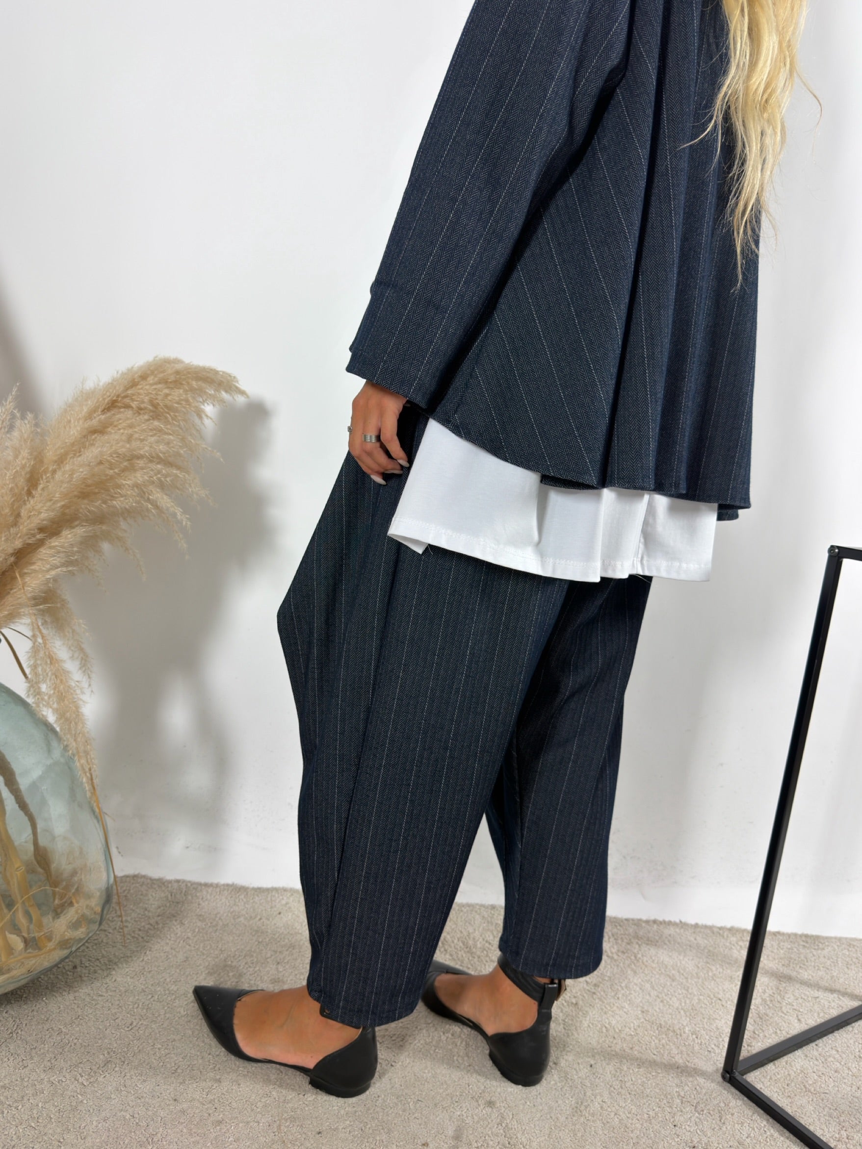 Pantalone Turca Denim Gessato Blu  Notte