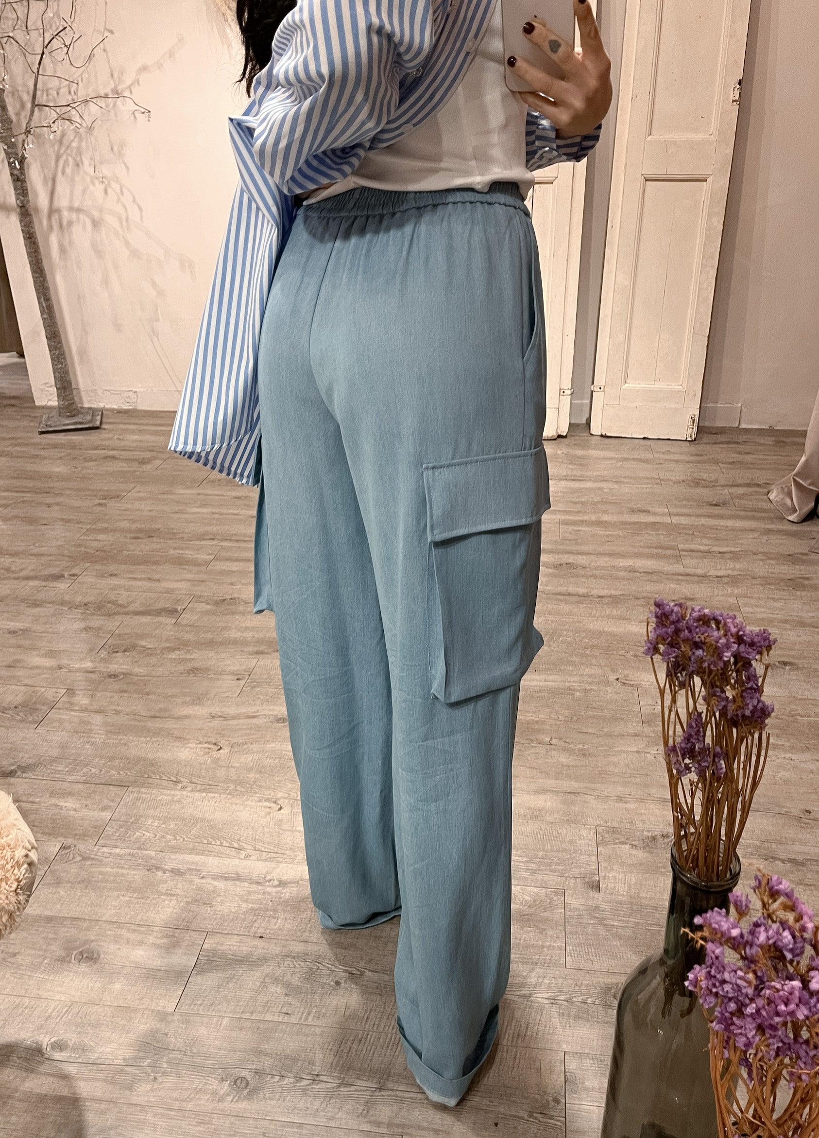 Pantalone Cargo Denim Chambray Kontatto