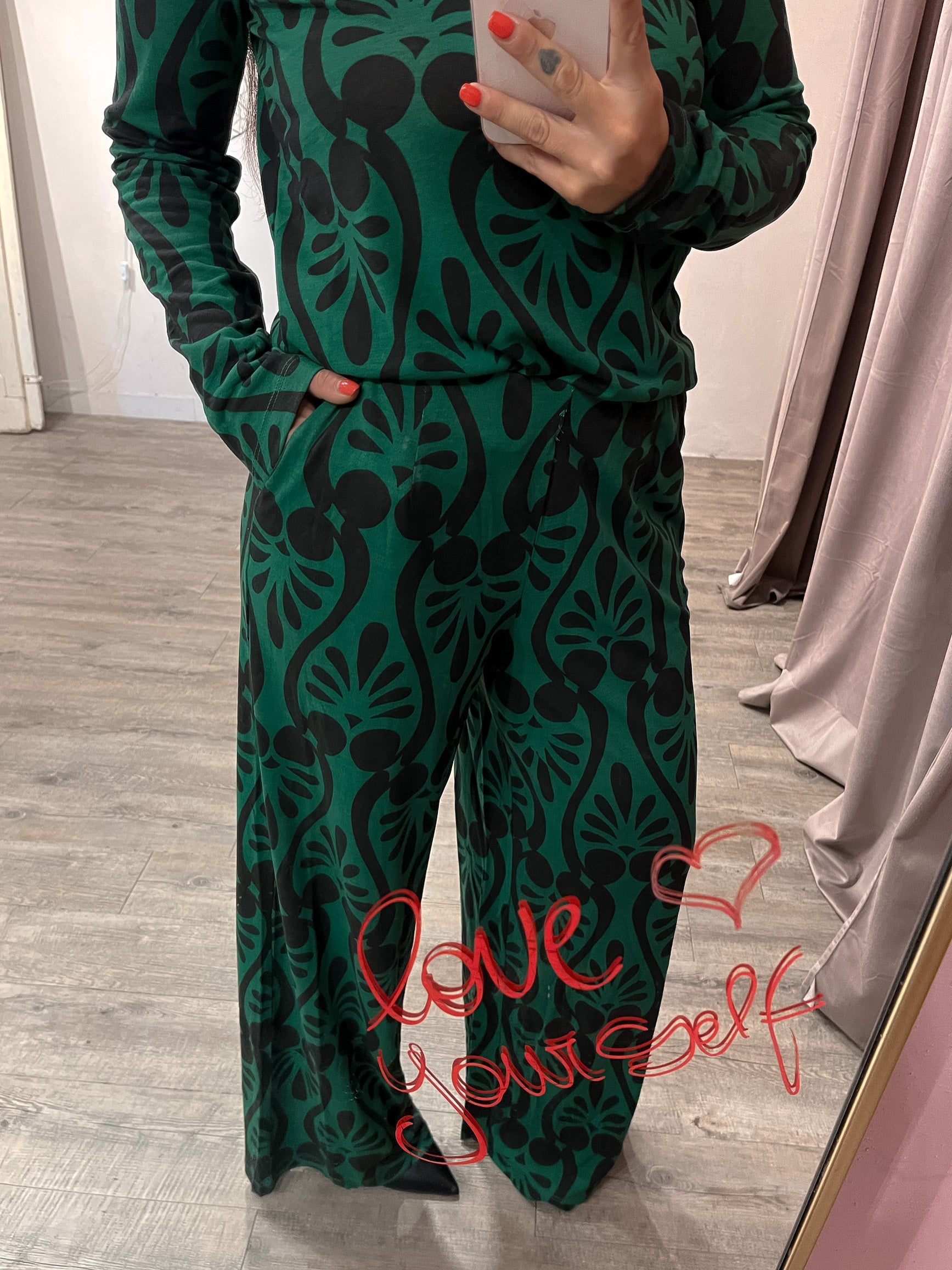 Pantalone Dora Jersey Verde/Nero
