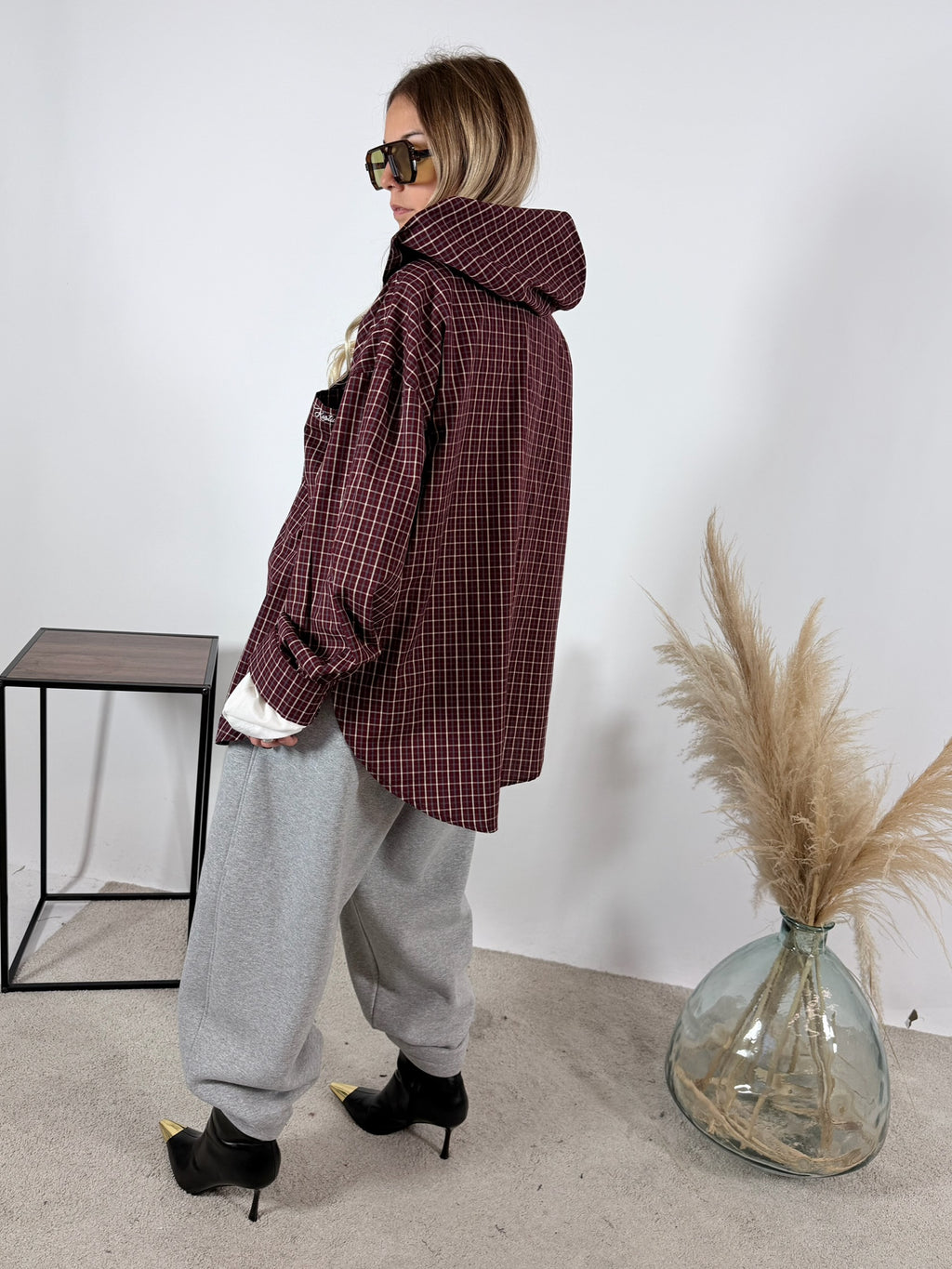 Camicia Check Cappuccio Kostumn1 Borgogna