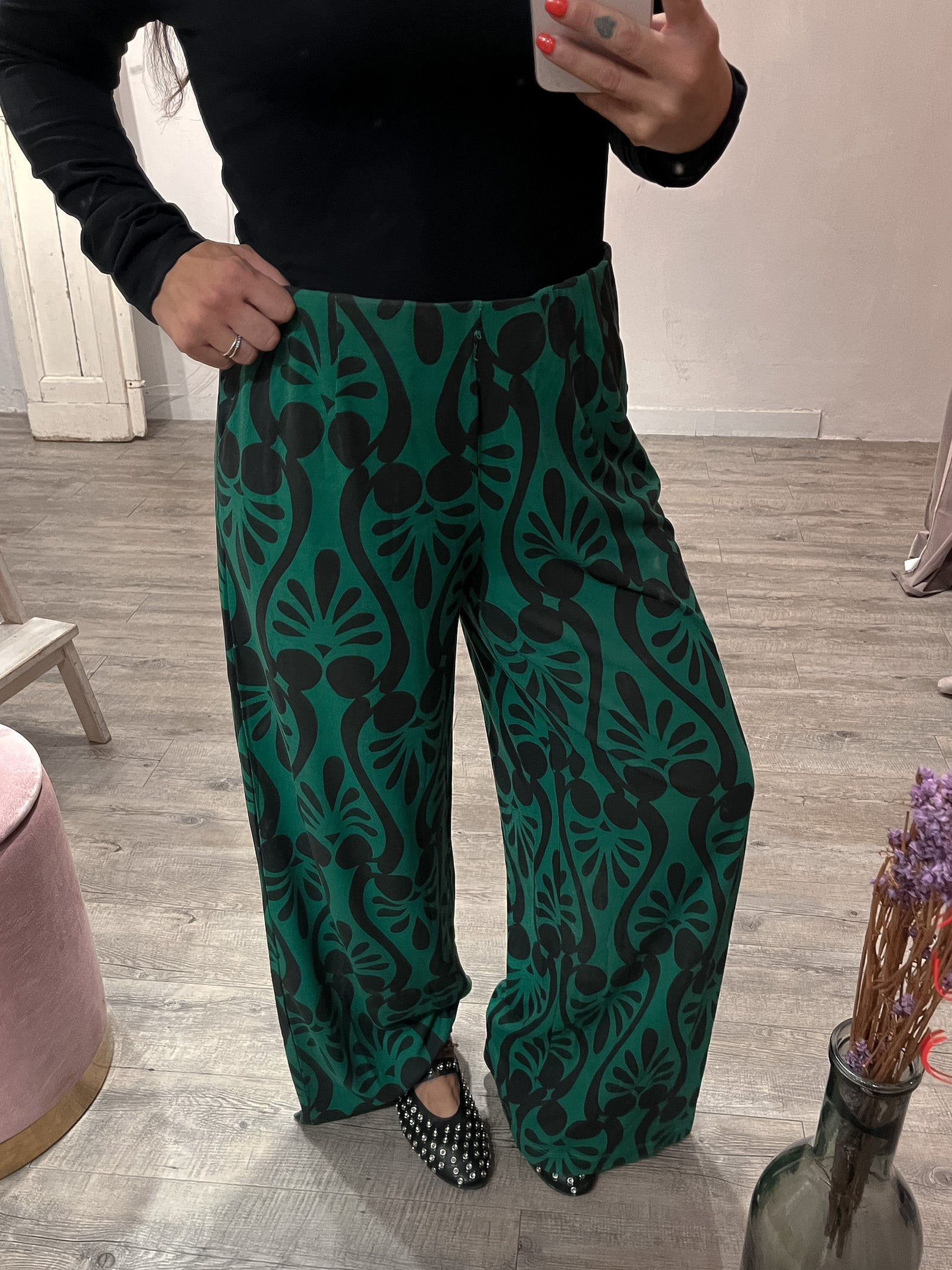 Pantalone Dora Jersey Verde/Nero