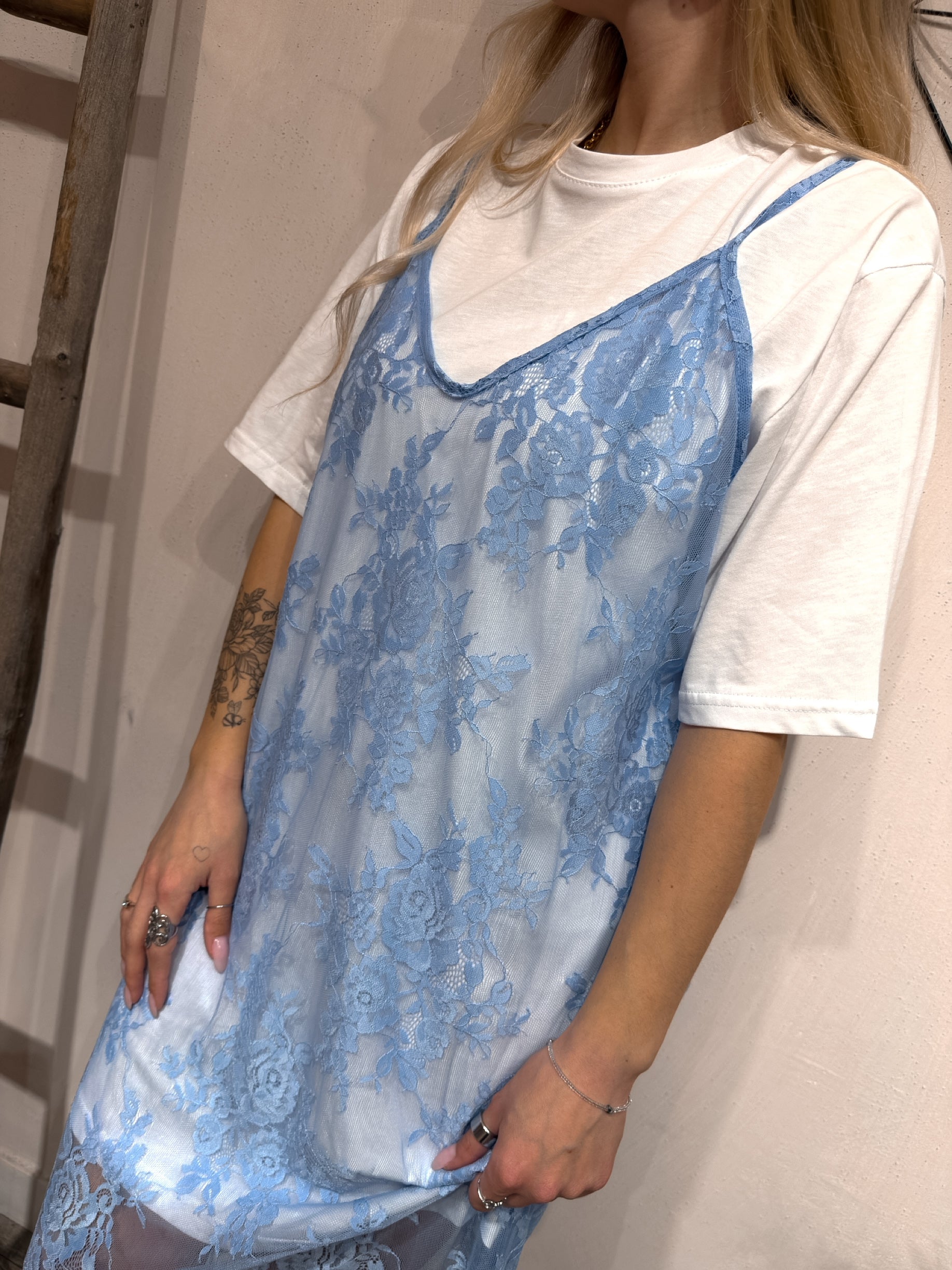 Abito Lungo Pizzo + Maxi T-Shirt Kostumn1 +Colori