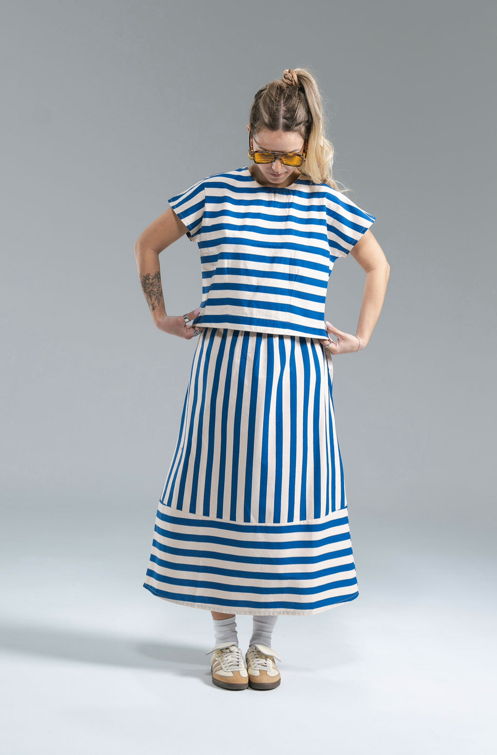 Gonna Riga Blu Cotton Compania Fantastica