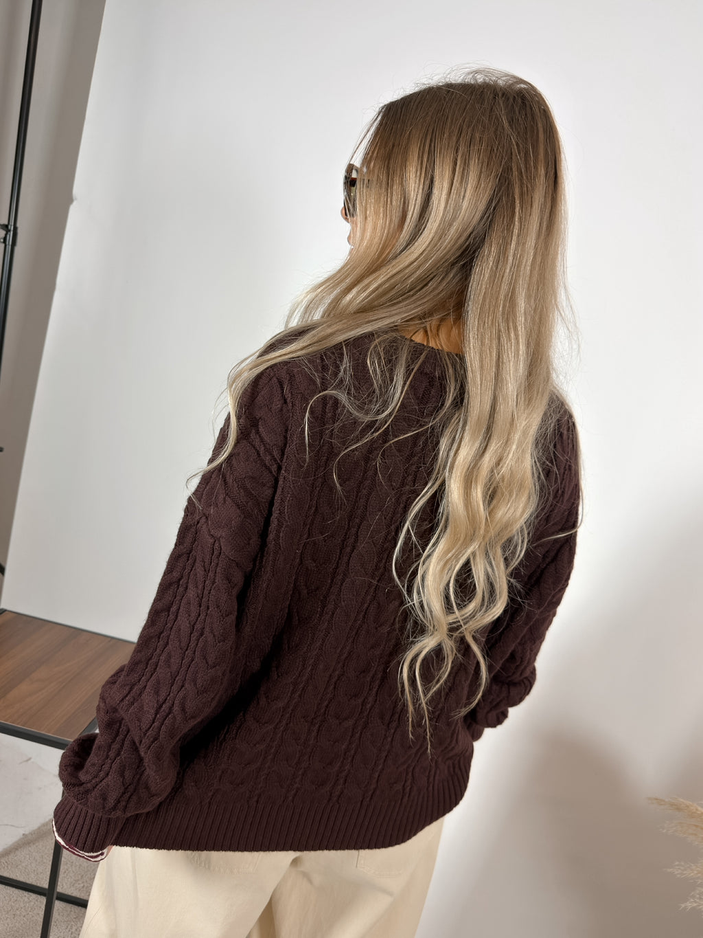 Maxi Maglione Crop Treccia Burgundy Glamorous