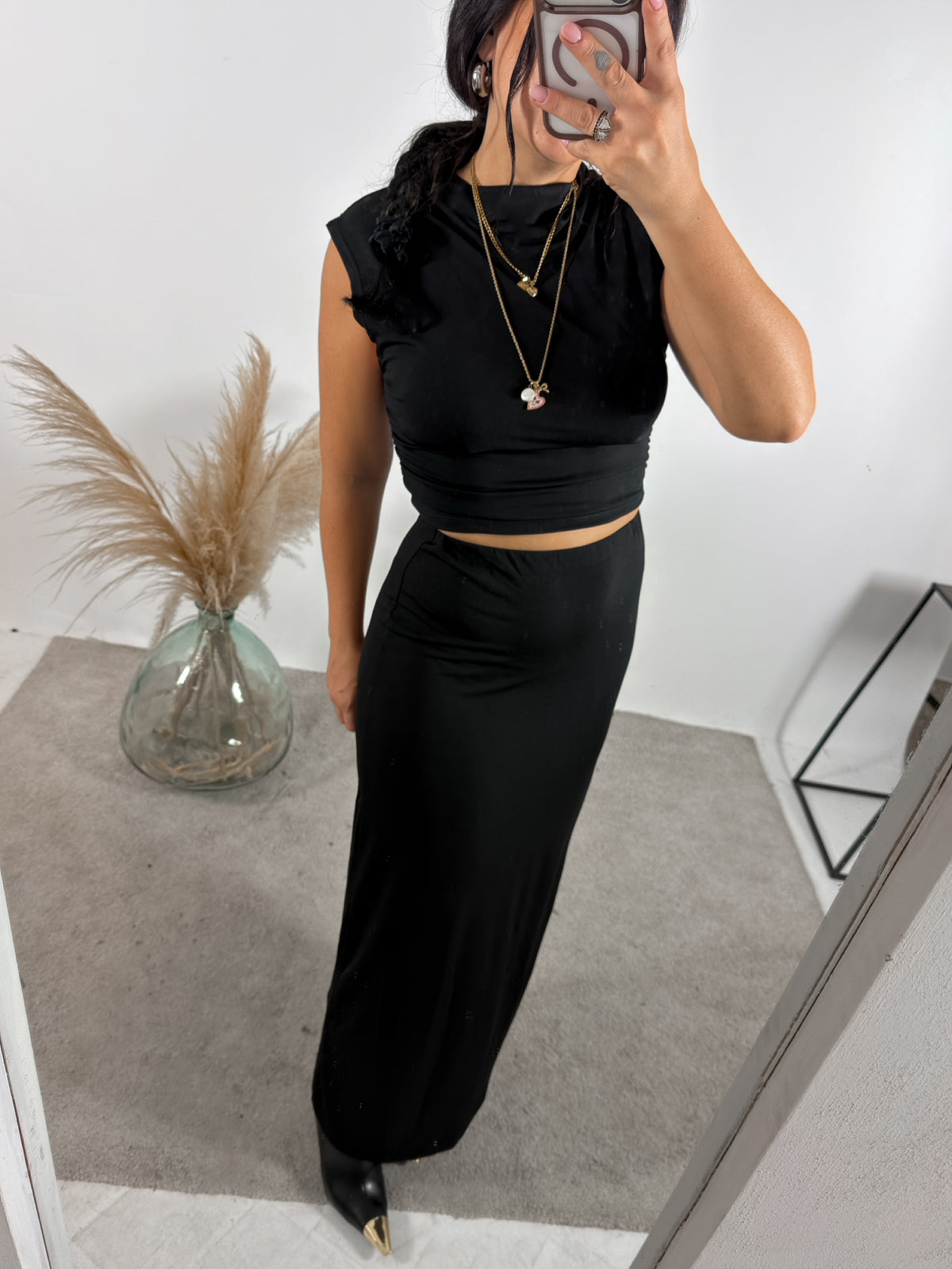 Set Jersey Top+Gonna Nero Glamorous