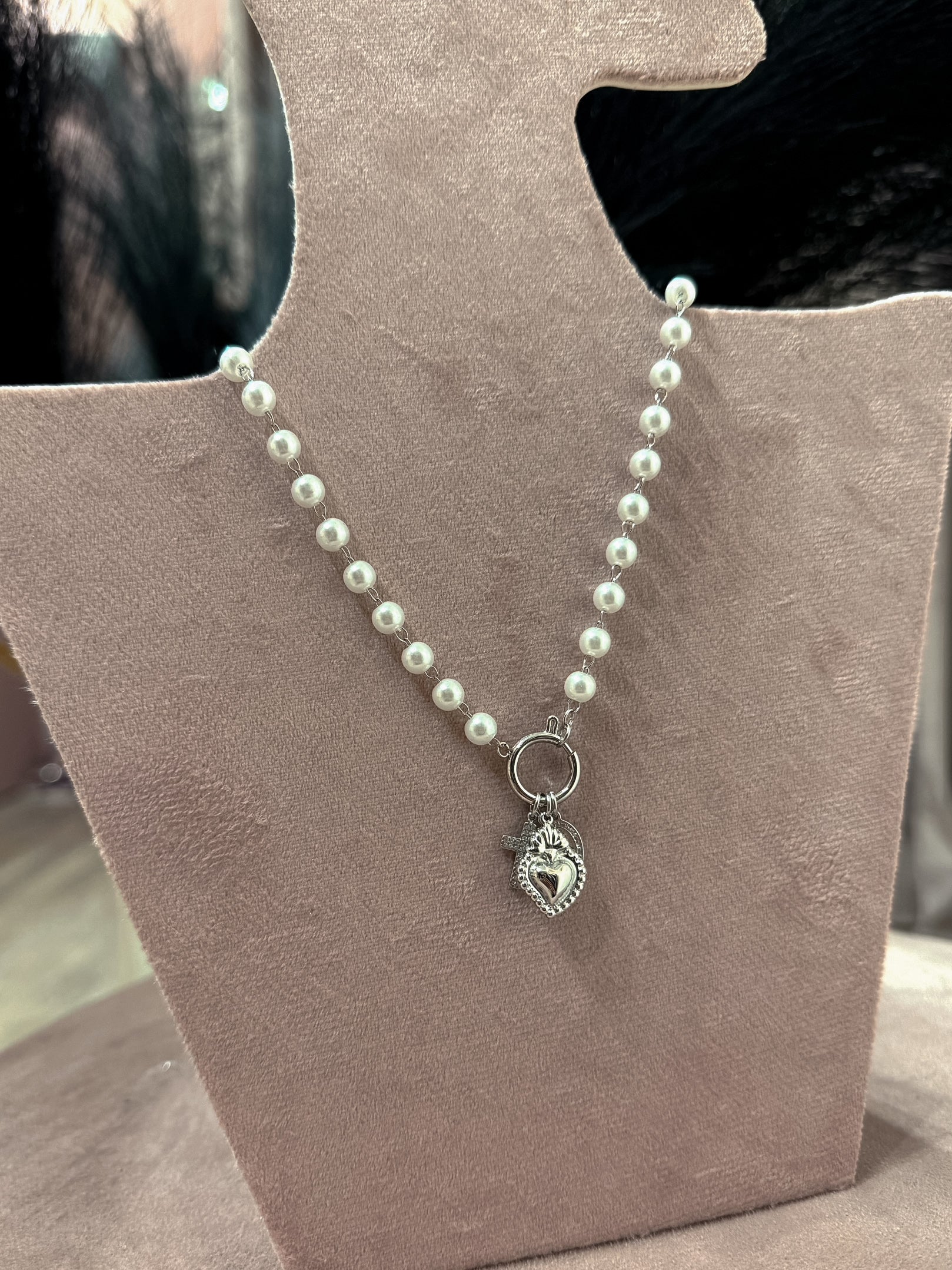 Mix Collana Cuore + Collana Perle Argento