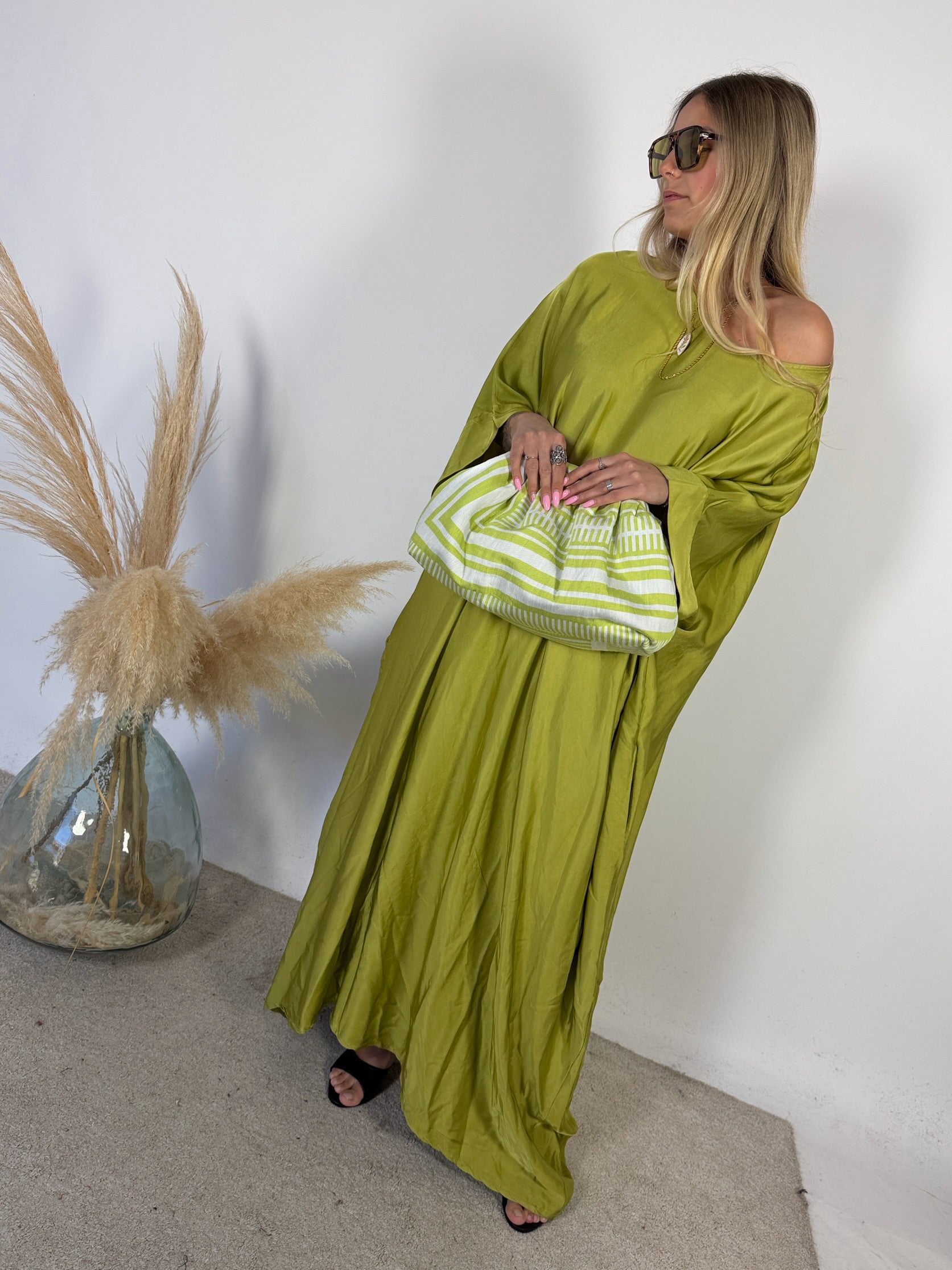 Maxi Abito Kimono Satinato +colori