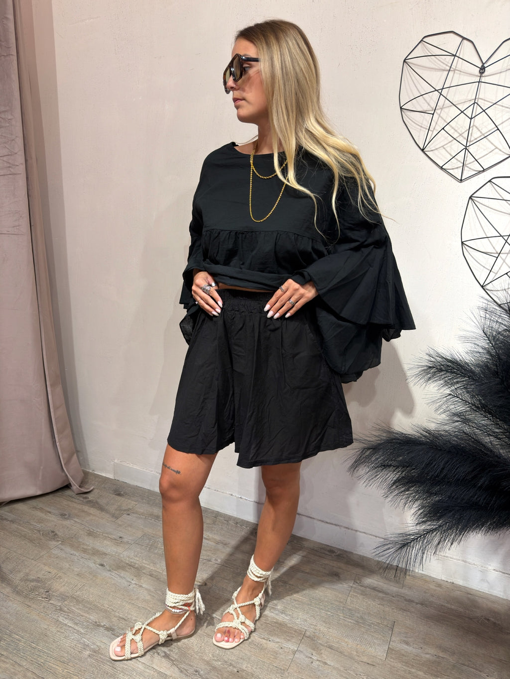 Set Short+Blusa Balza Nero
