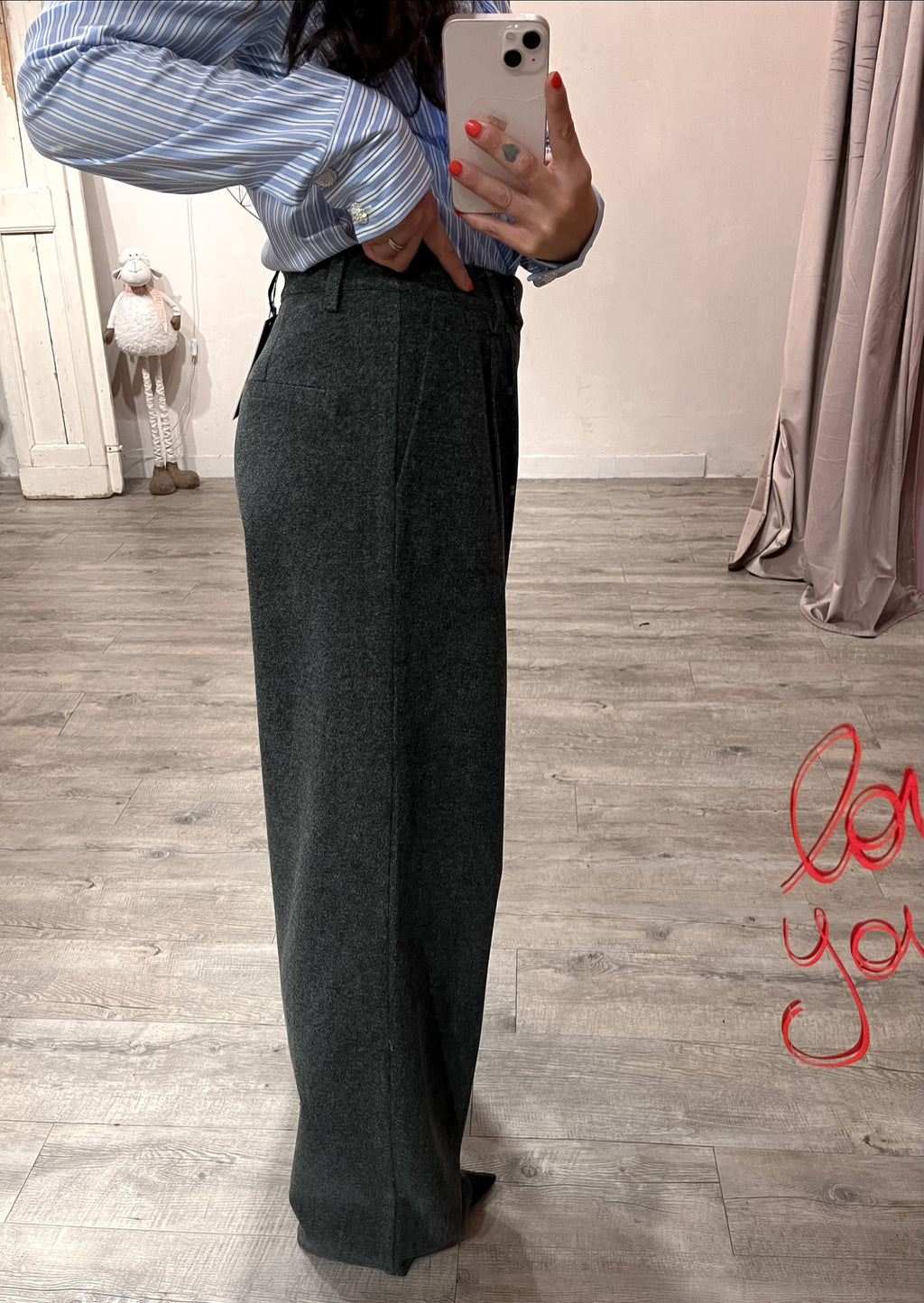 Pantalone Uomo Pinces Wool Antracite