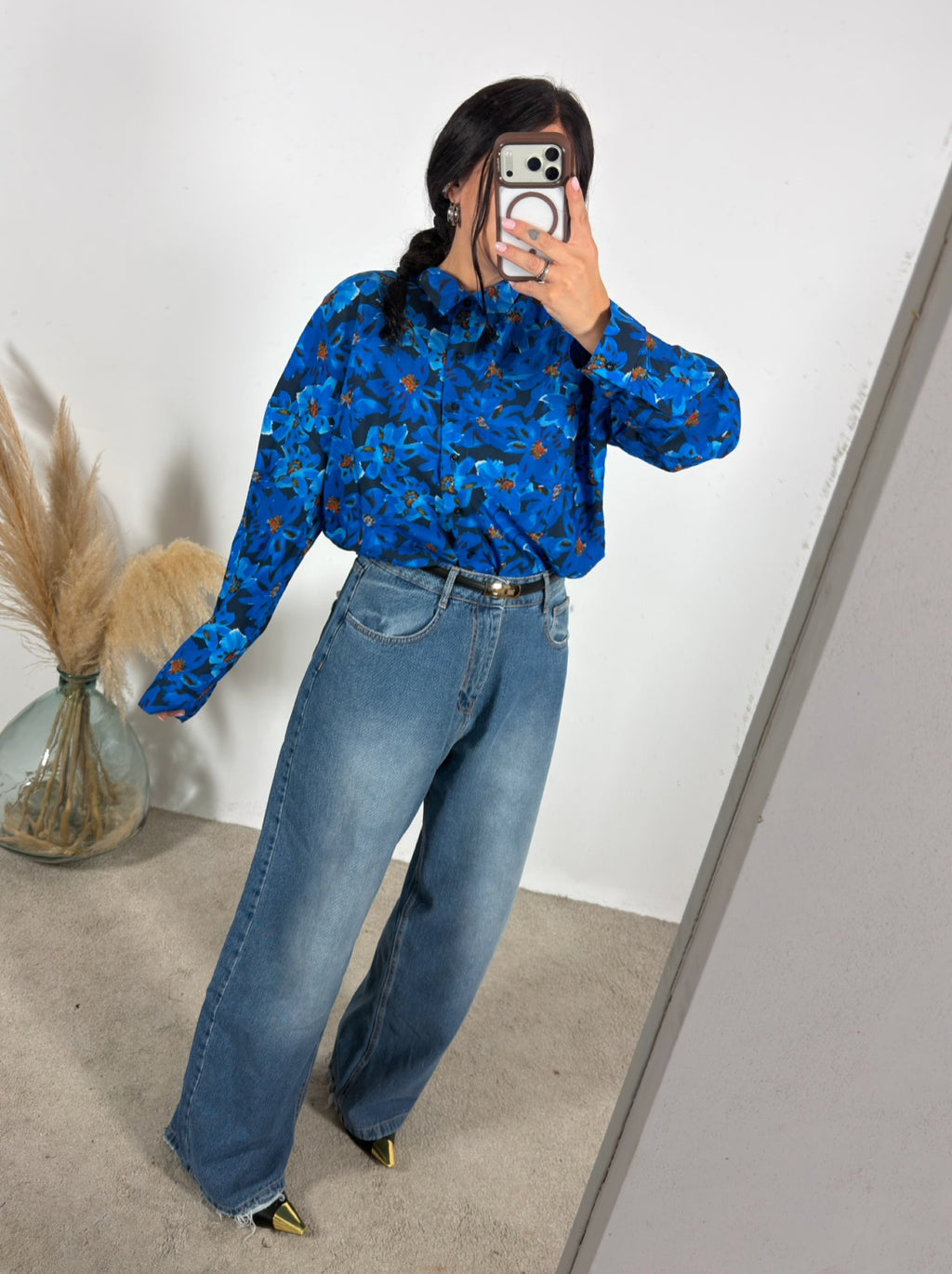 Camicia Fiori Blu/Nero Compania Fantastica