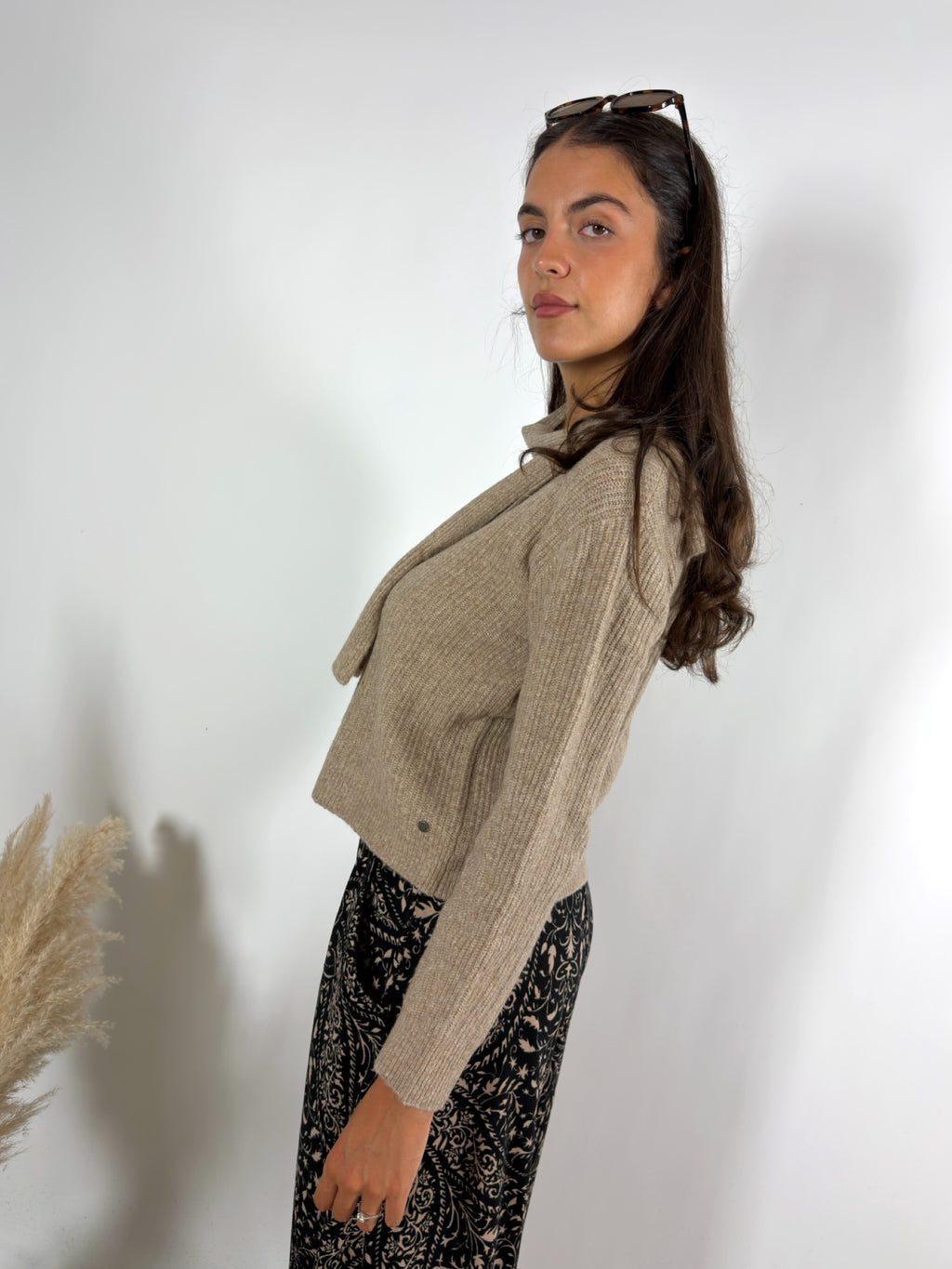 Cardigan Sciarpa Tortora Surkana