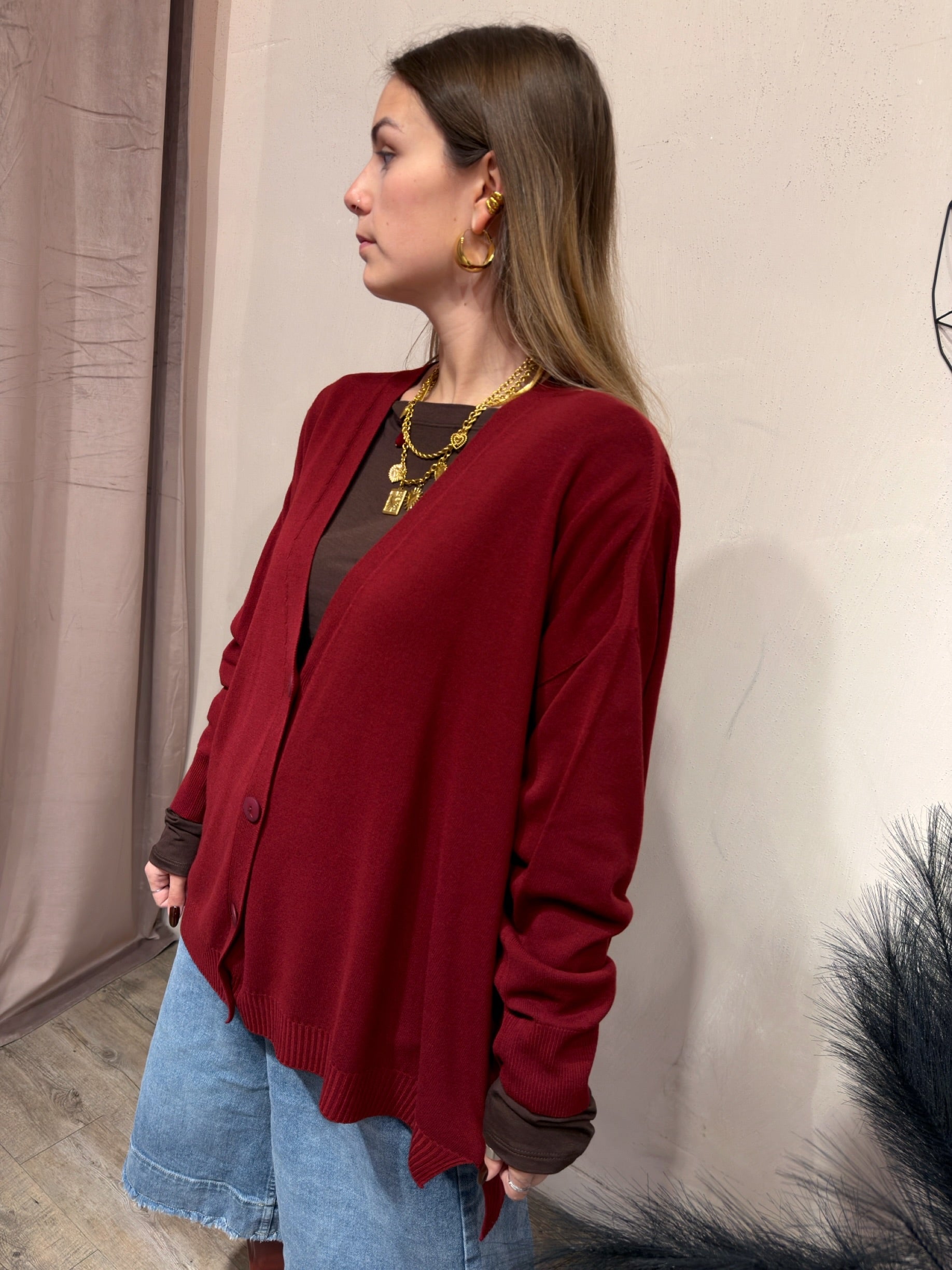 Maxi Cardigan Viscosa Kontatto Vino