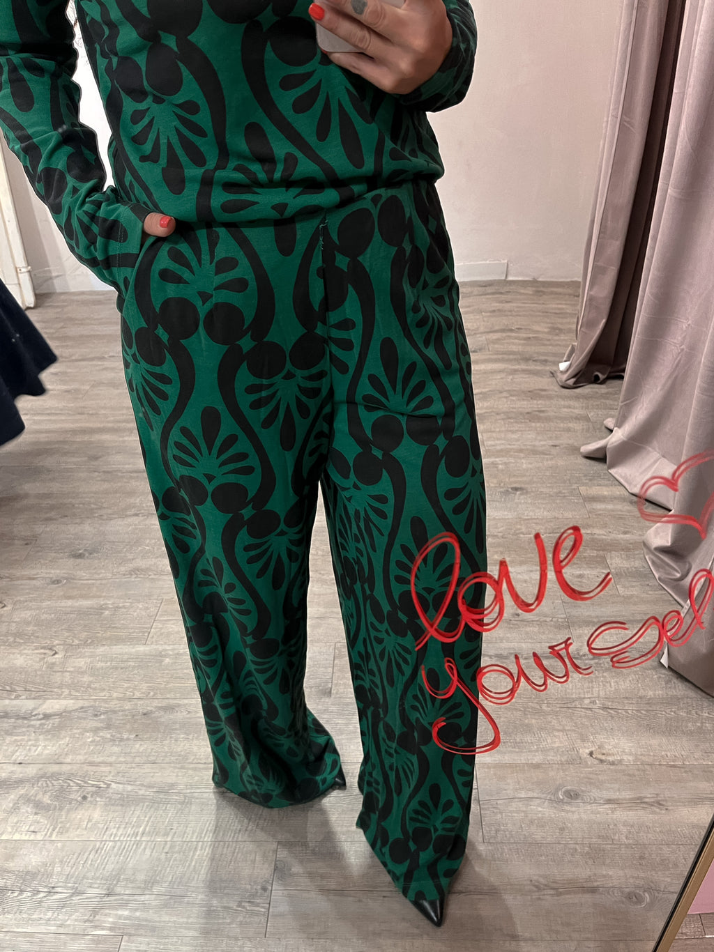 Pantalone Dora Jersey Verde/Nero