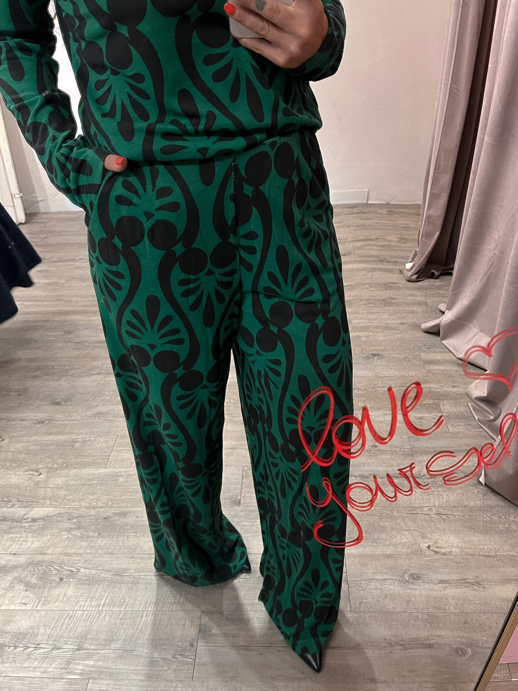 Pantalone Dora Jersey Verde/Nero
