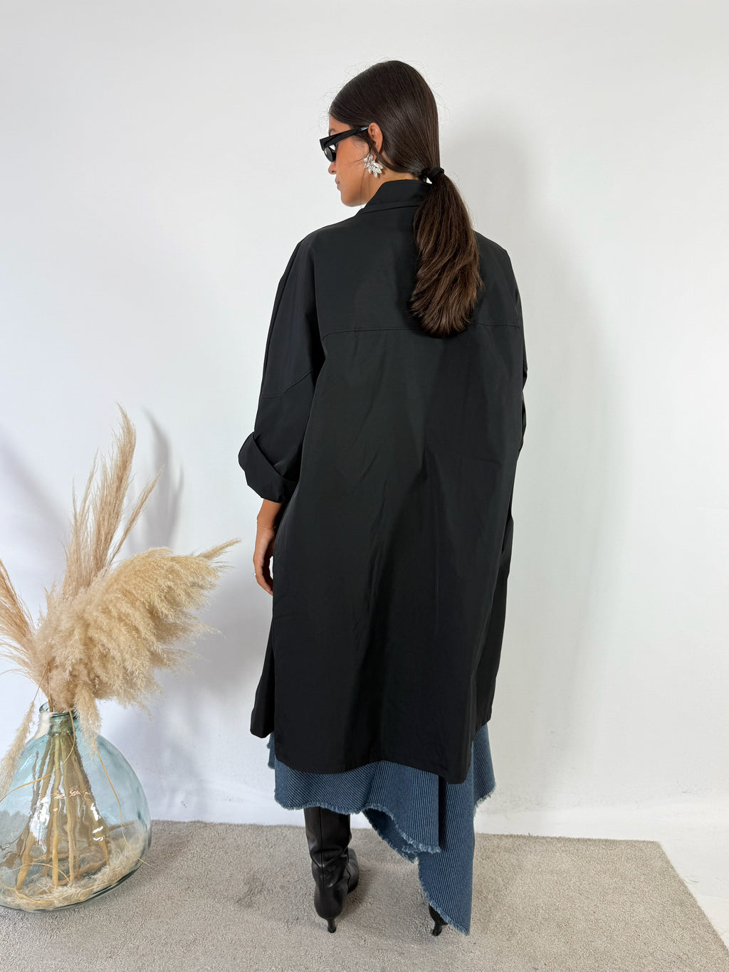 Trench Oversized Impermeabile Nero