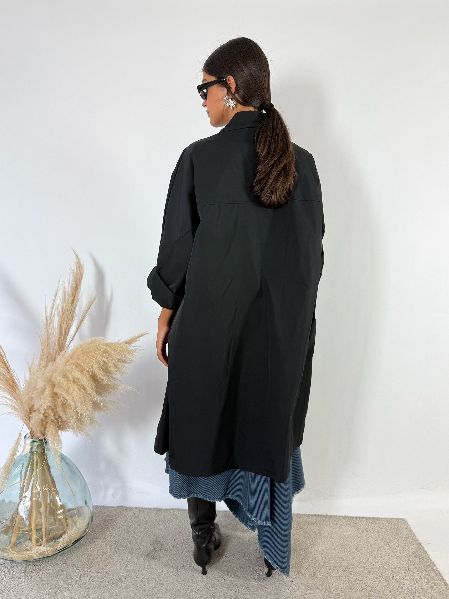 Trench Oversized Impermeabile Nero