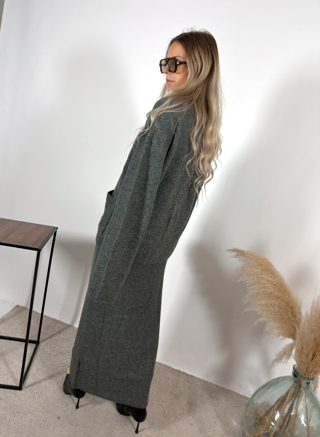 Cardigan Over Maglia Grigio Glamorous