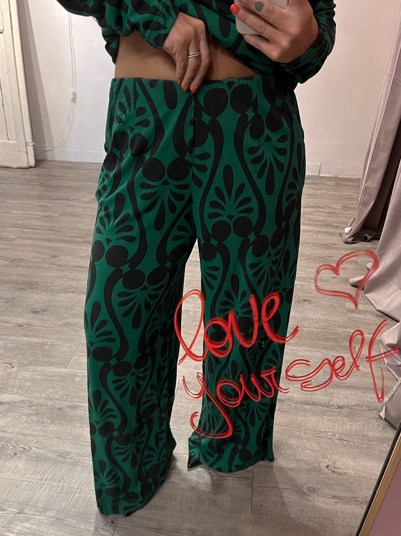 Pantalone Dora Jersey Verde/Nero