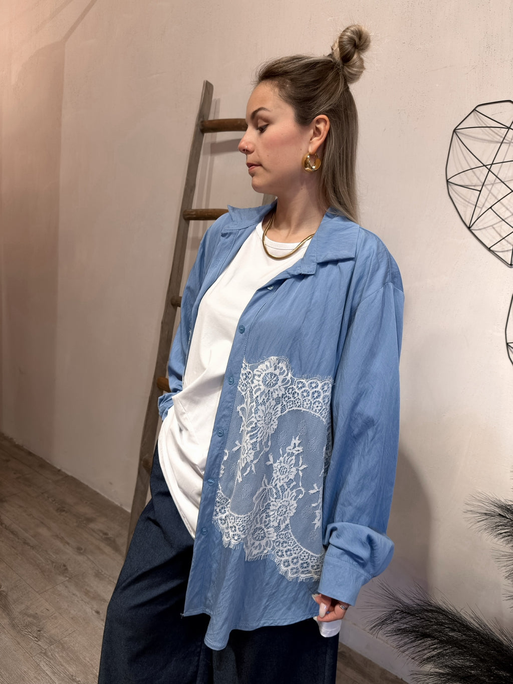 Maxi Camicia Yara Viscosa e Pizzo