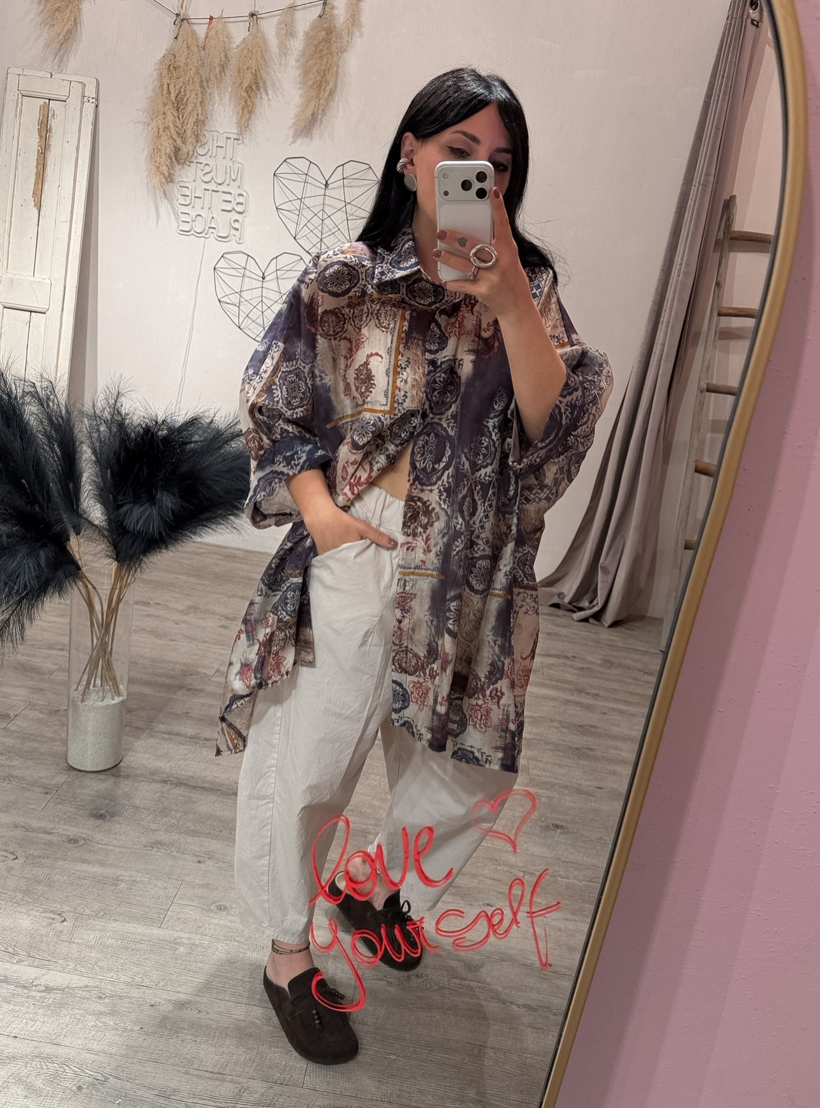 Maxi Camicia Fantasia Cashmere Blu/Moro/Ribes