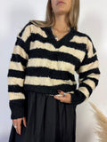 Maxi Pullover Stripes Burro/Nero