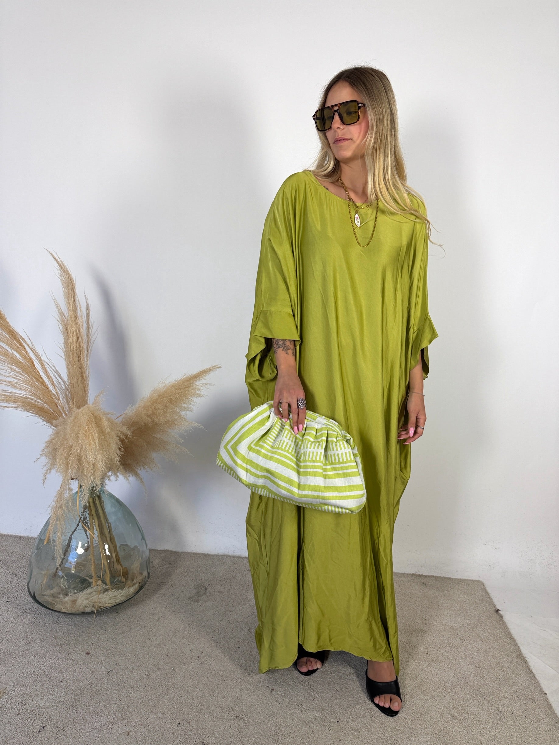 Maxi Abito Kimono Satinato +colori