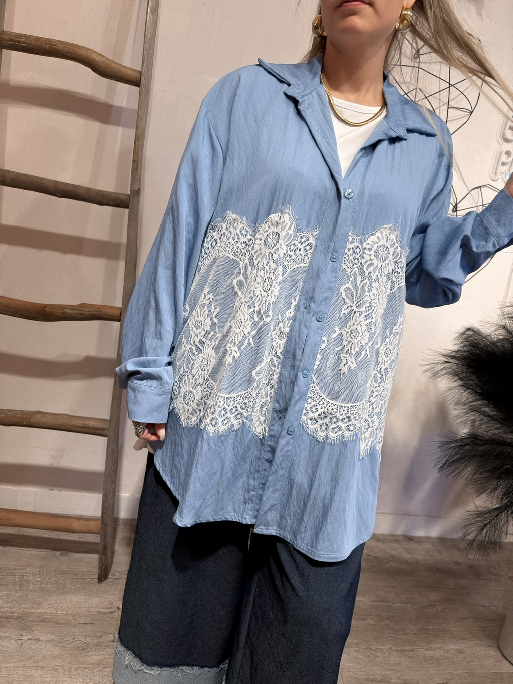 Maxi Camicia Yara Viscosa e Pizzo