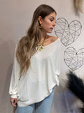 Maglia Over Scollo V Viscosa Kontatto Bianco