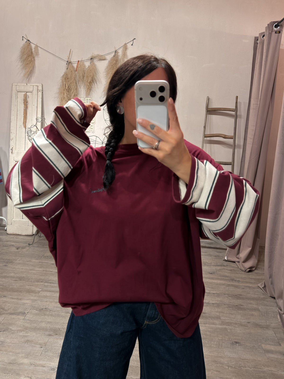 Maxi Maglia Manica Righe Borgogna Kostumn1