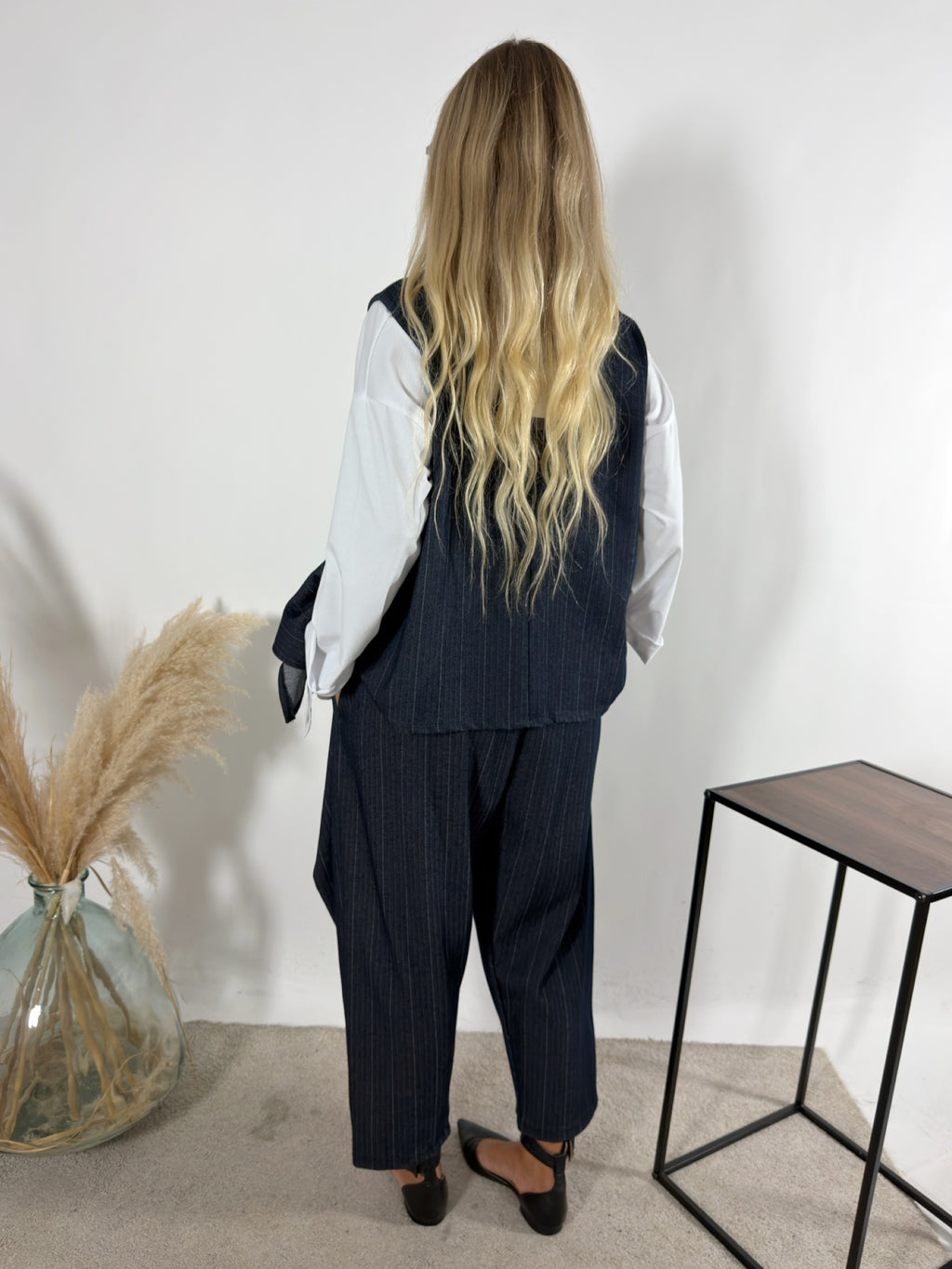 Gilet Denim Gessato Blu Notte
